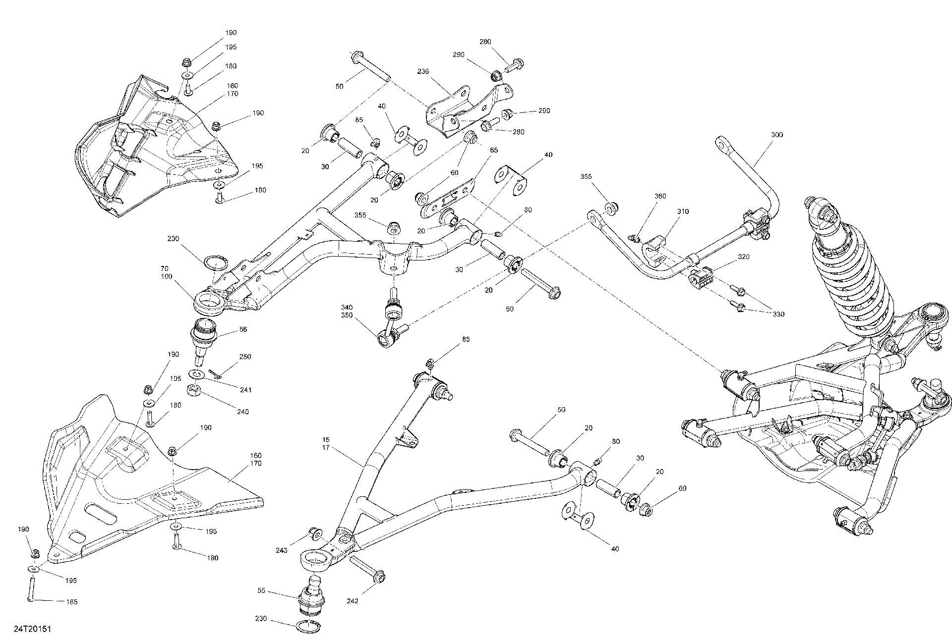 An Image of a Genuine Can-Am Parts Schematic Diagram showing the schematic - FRONT SUSPENSION