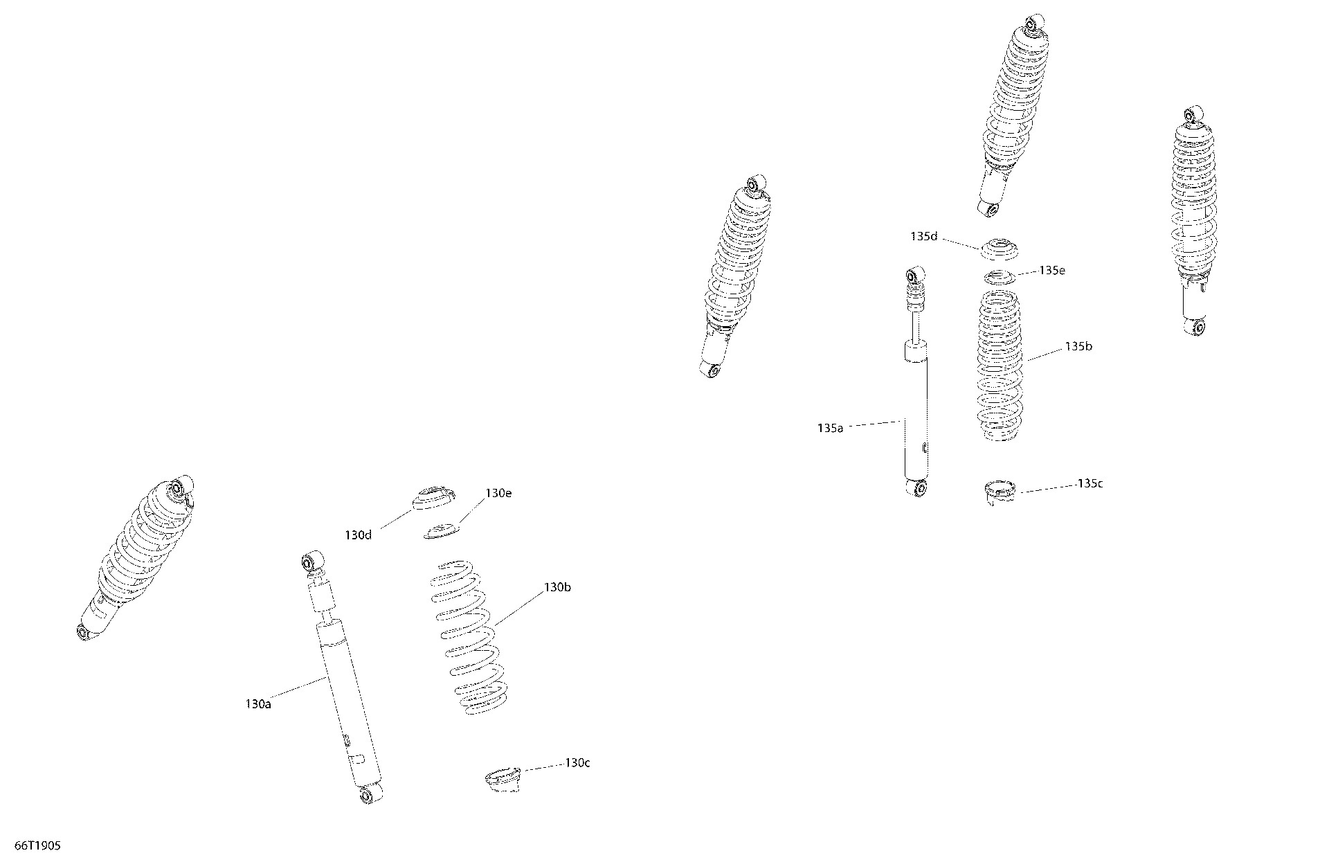 An Image of a Genuine Can-Am Parts Schematic Diagram showing the schematic - SHOCKS 6X6