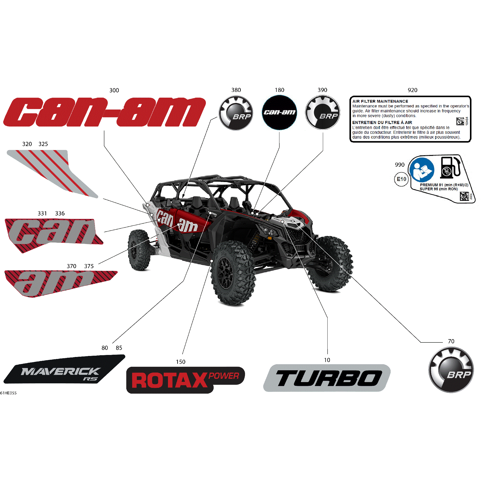 An Image of a Genuine Can-Am Parts Schematic Diagram showing the schematic - BODY - DECALS
