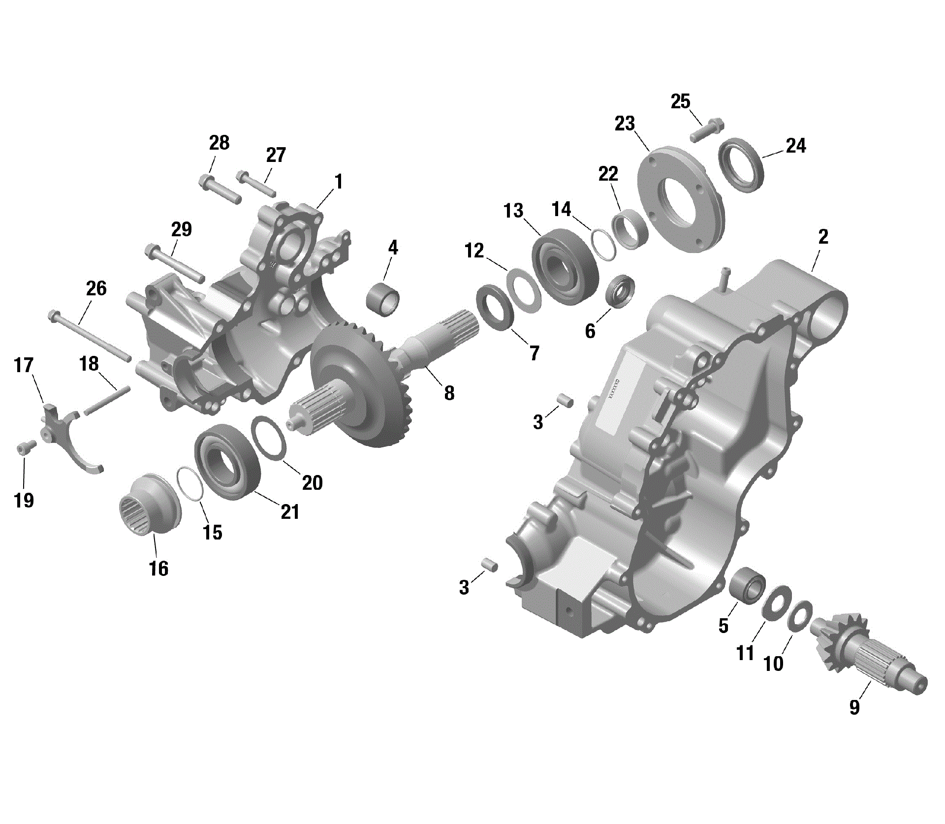 An Image of a Genuine Can-Am Parts Schematic Diagram showing the schematic - ROTAX - GEARBOX 1