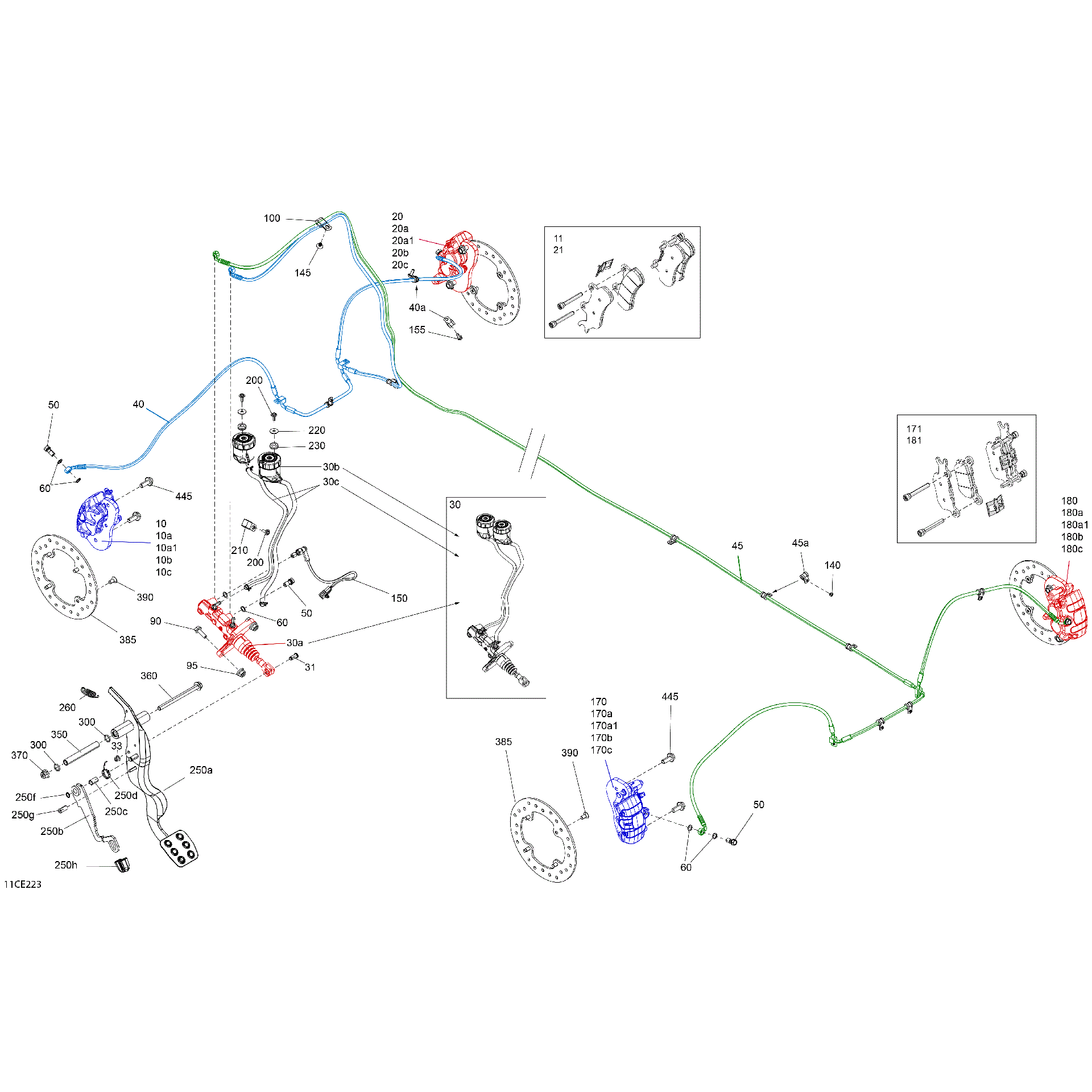 An Image of a Genuine Can-Am Parts Schematic Diagram showing the schematic - MECHANIC - BRAKE SYSTEM
