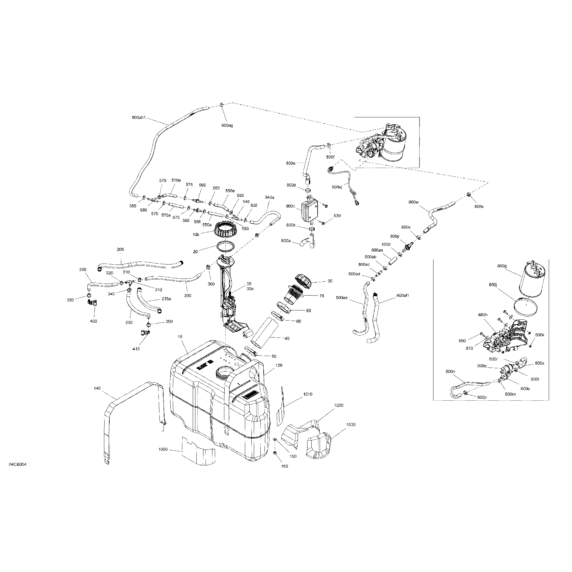 An Image of a Genuine Can-Am Parts Schematic Diagram showing the schematic - ENGINE - FUEL - EVAP