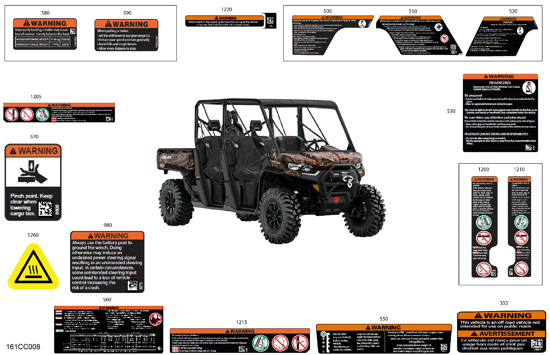 An Image of a Genuine Can-Am Parts Schematic Diagram showing the schematic - BODY - WARNING DECALS