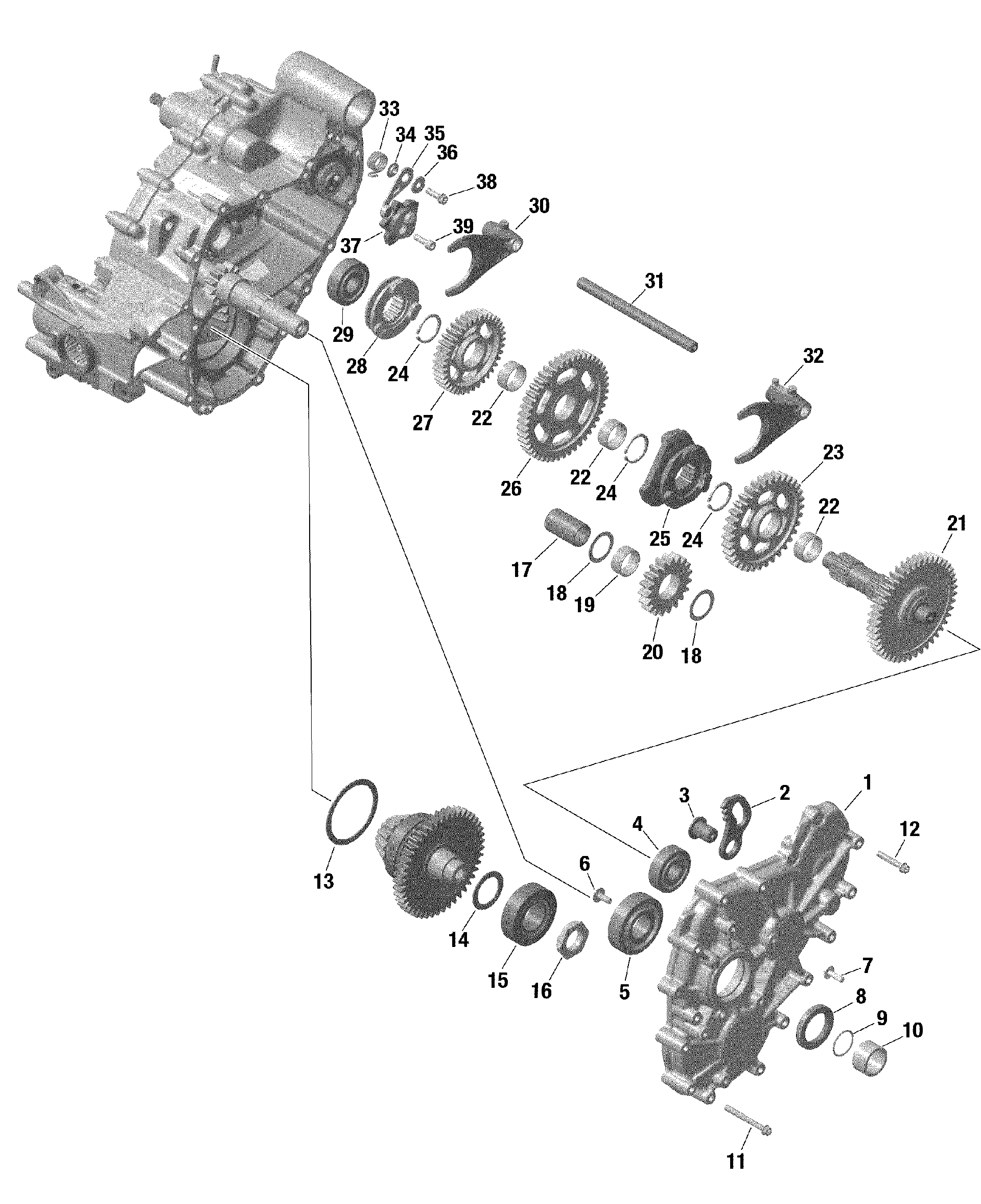 An Image of a Genuine Can-Am Parts Schematic Diagram showing the schematic - GEAR BOX 2 - 420686563