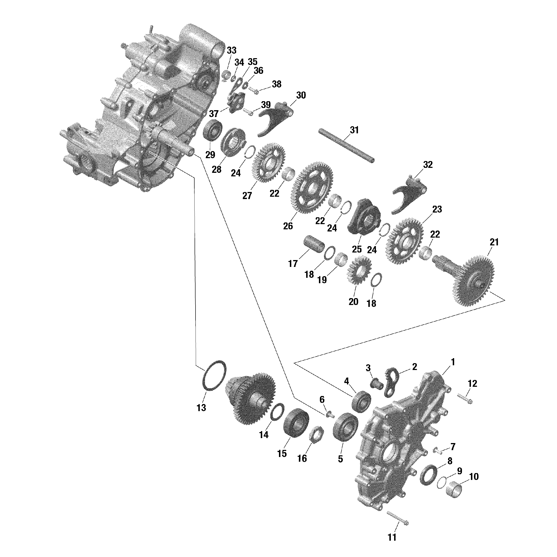 An Image of a Genuine Can-Am Parts Schematic Diagram showing the schematic - GEAR BOX 2 - 420686563