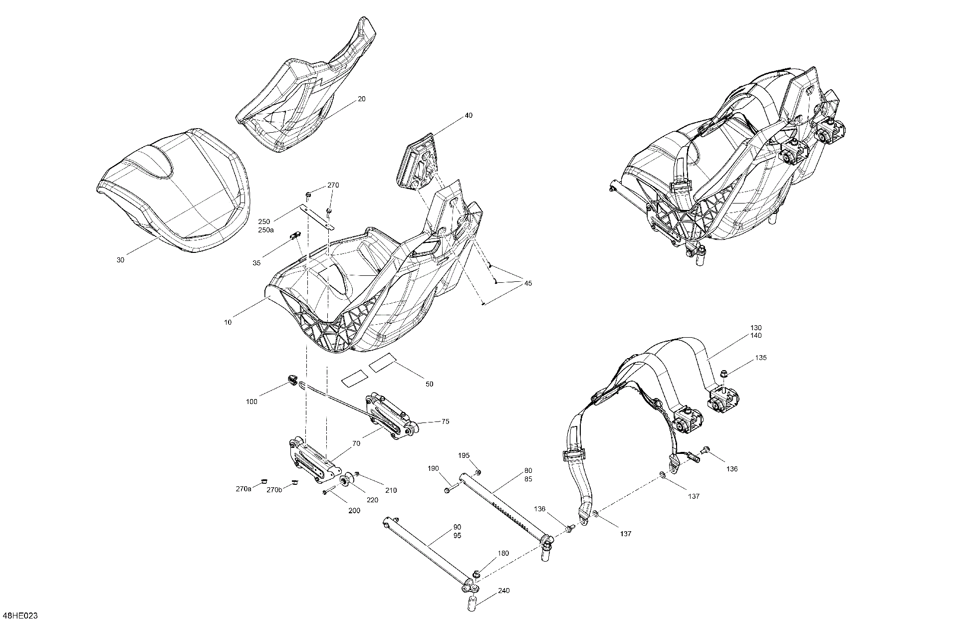 An Image of a Genuine Can-Am Parts Schematic Diagram showing the schematic - BODY - SEAT
