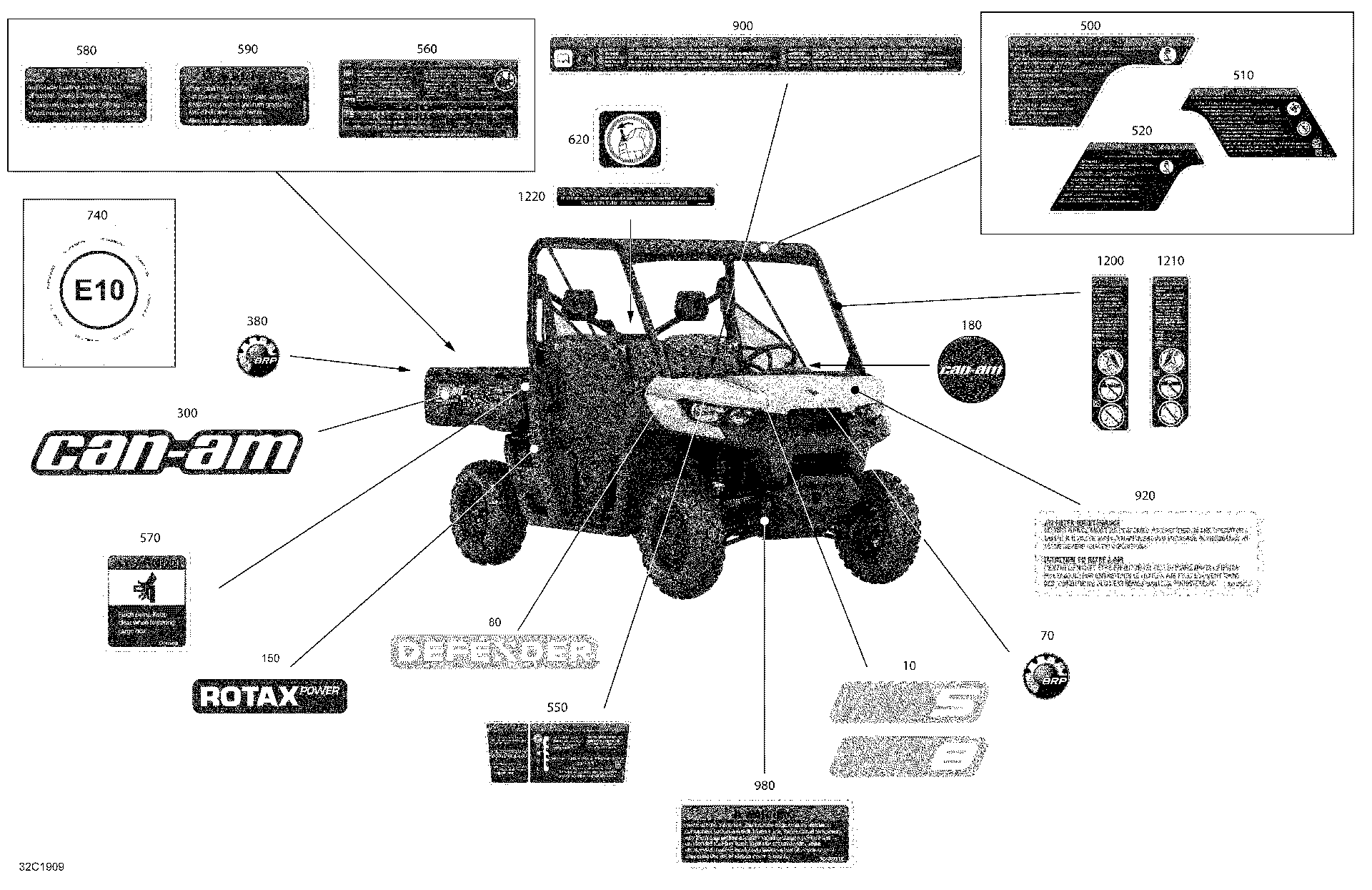 An Image of a Genuine Can-Am Parts Schematic Diagram showing the schematic - DECALS - HD5 - BASE