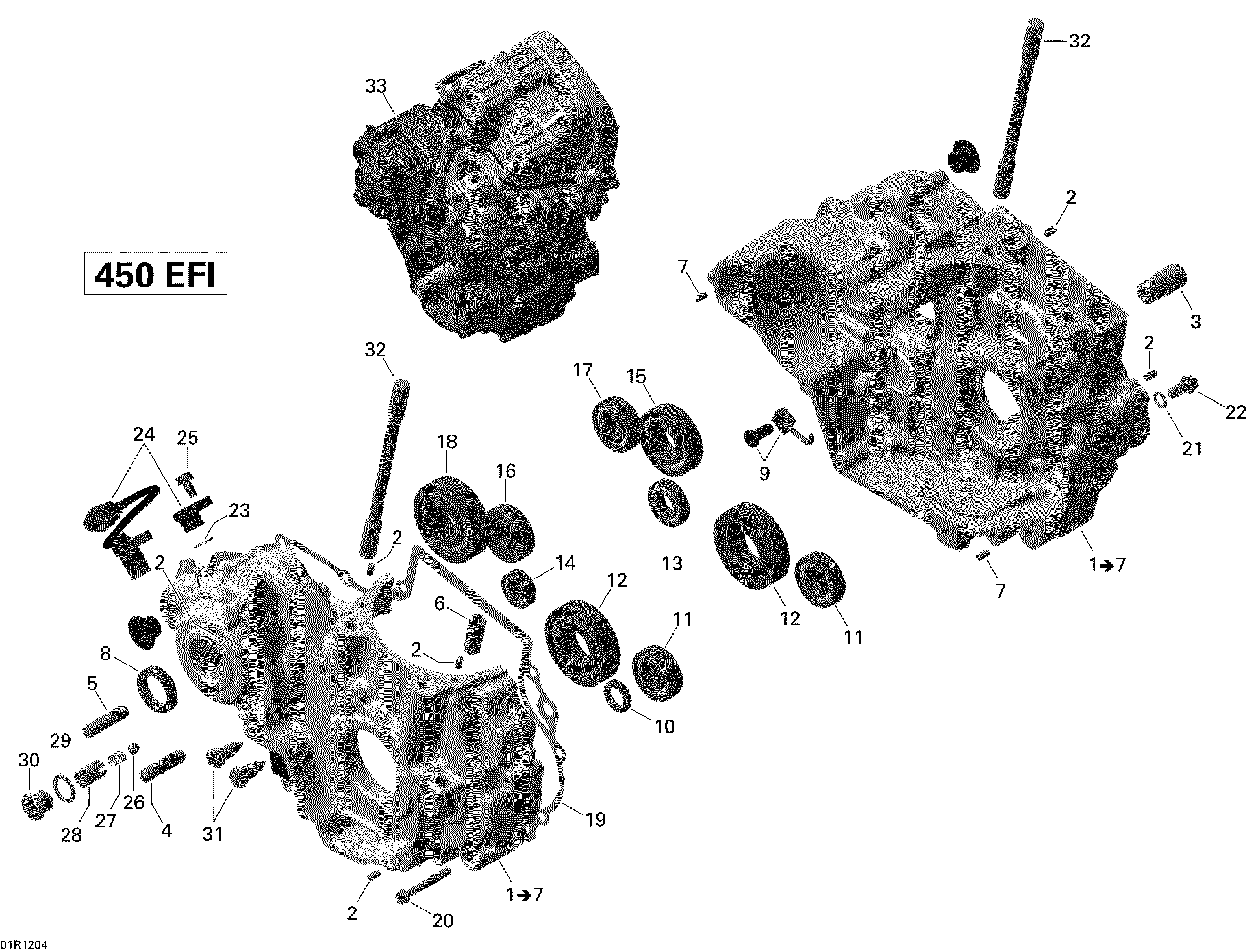 An Image of a Genuine Can-Am Parts Schematic Diagram showing the schematic - CRANKCASE
