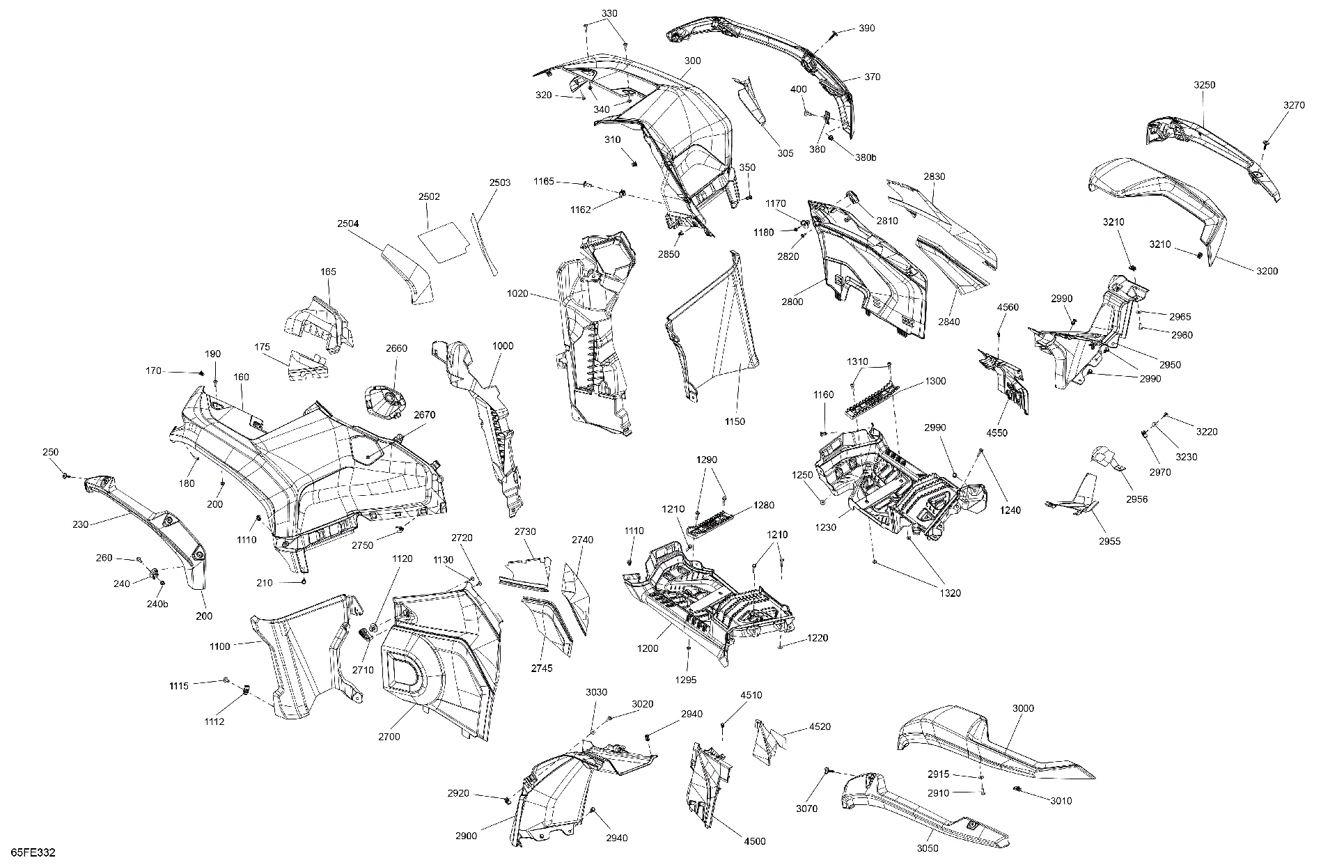 An Image of a Genuine Can-Am Parts Schematic Diagram showing the schematic - BODY - FENDER KIT