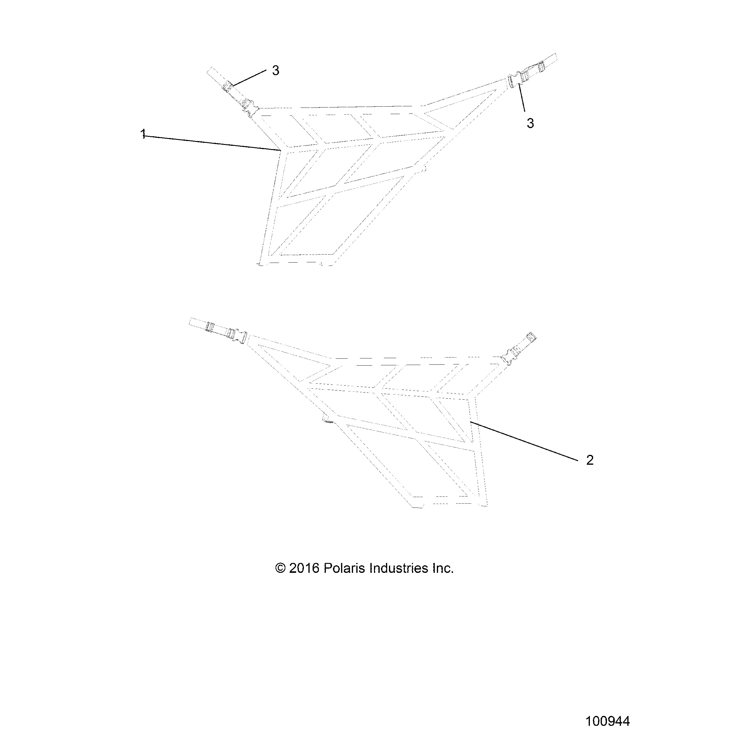 An Image of a Genuine Polaris Parts Schematic Diagram showing the schematic - BODY: SIDE NETS - 2018 POLARIS ACE 150 EFI INDY