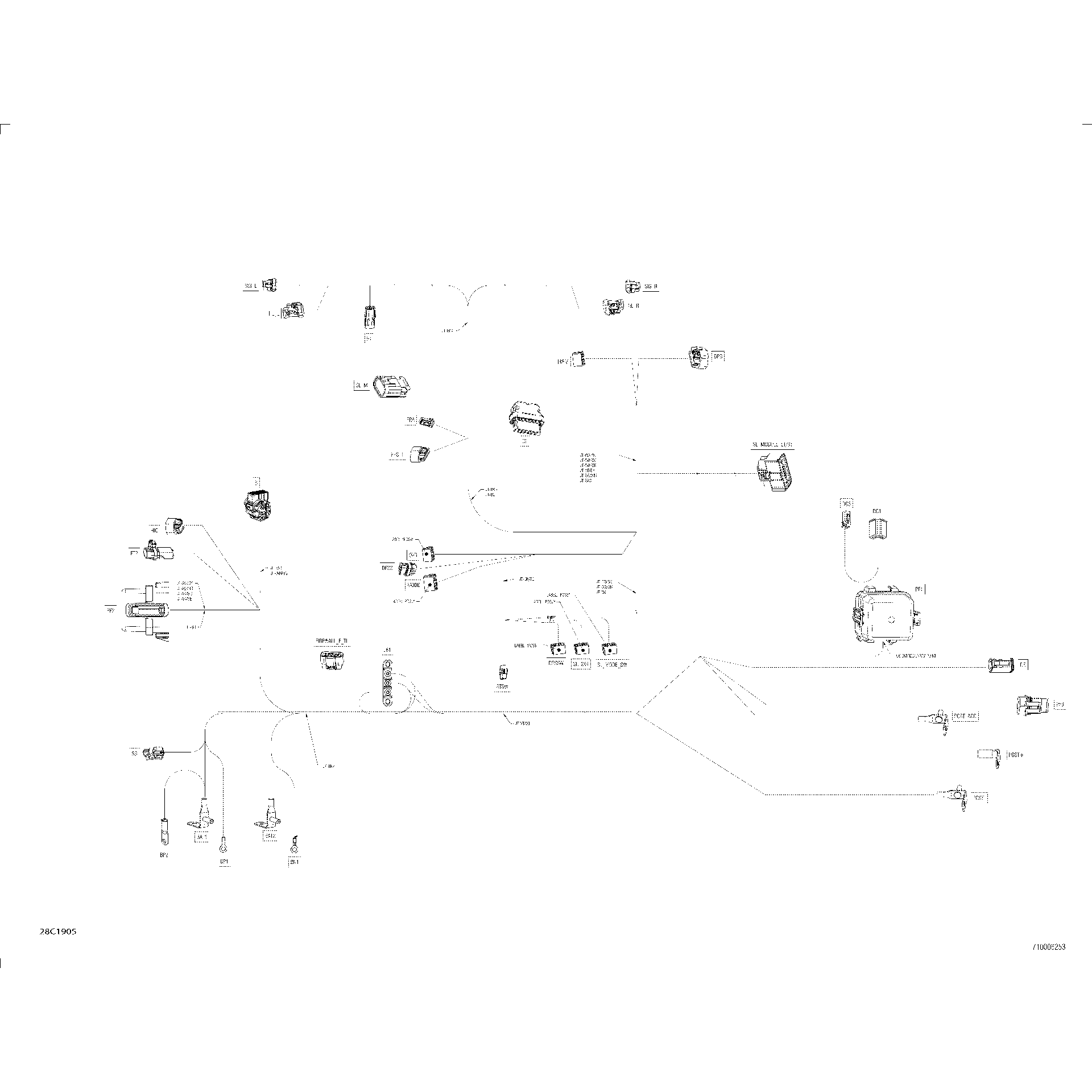 An Image of a Genuine Can-Am Parts Schematic Diagram showing the schematic - MAIN HARNESS 710006254