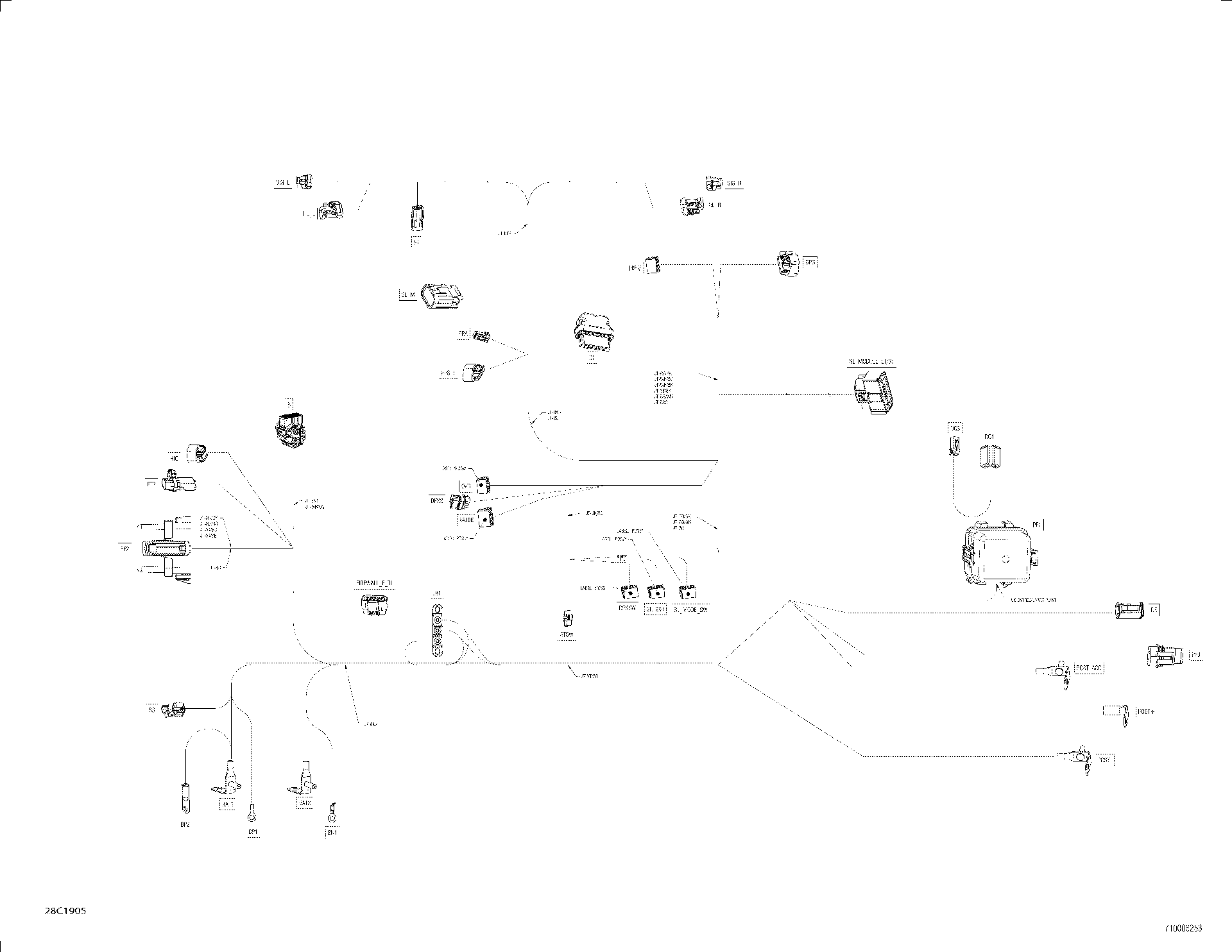 An Image of a Genuine Can-Am Parts Schematic Diagram showing the schematic - MAIN HARNESS 710006253