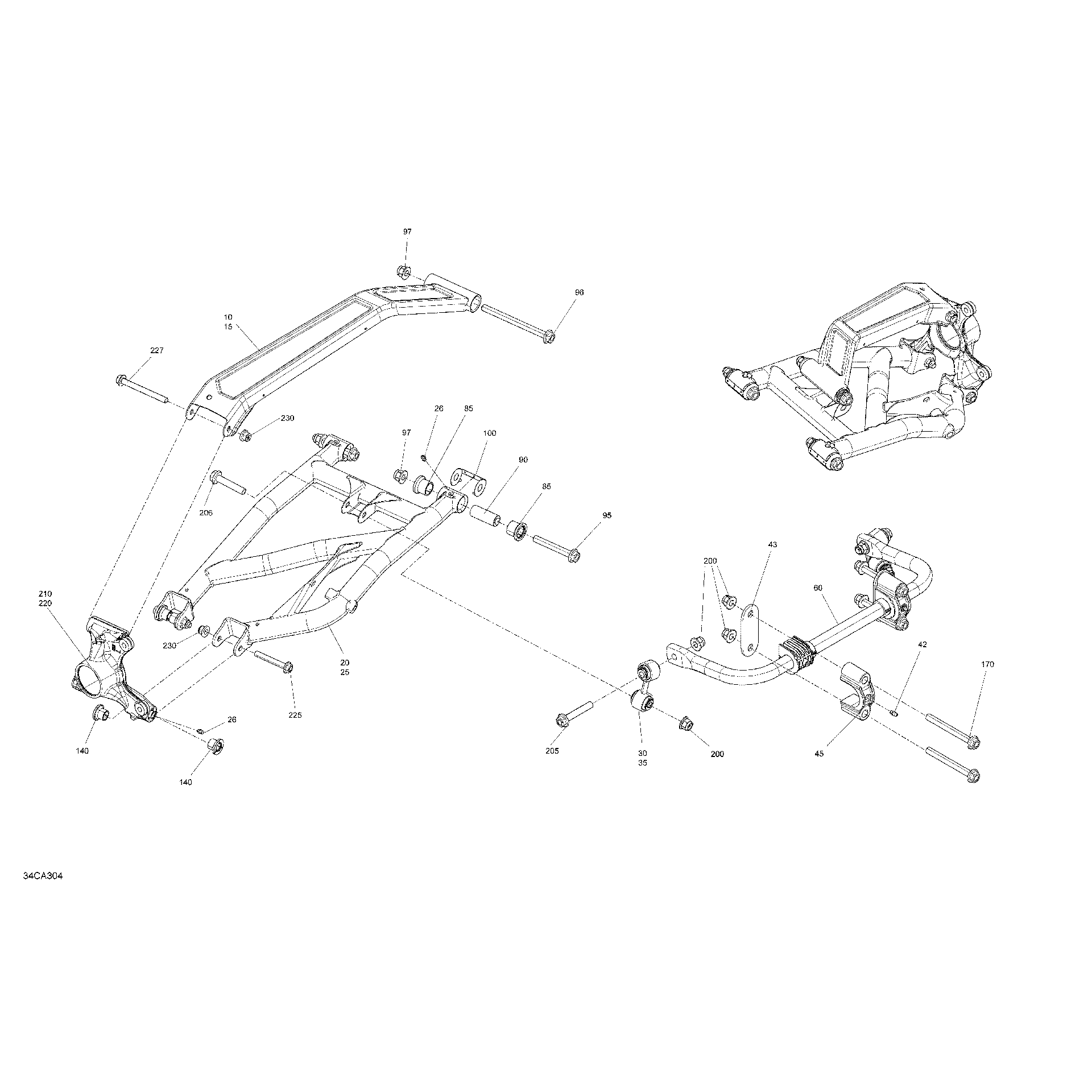 An Image of a Genuine Can-Am Parts Schematic Diagram showing the schematic - SUSPENSION - REAR - BUILT BEFORE JANUARY 17TH 2021