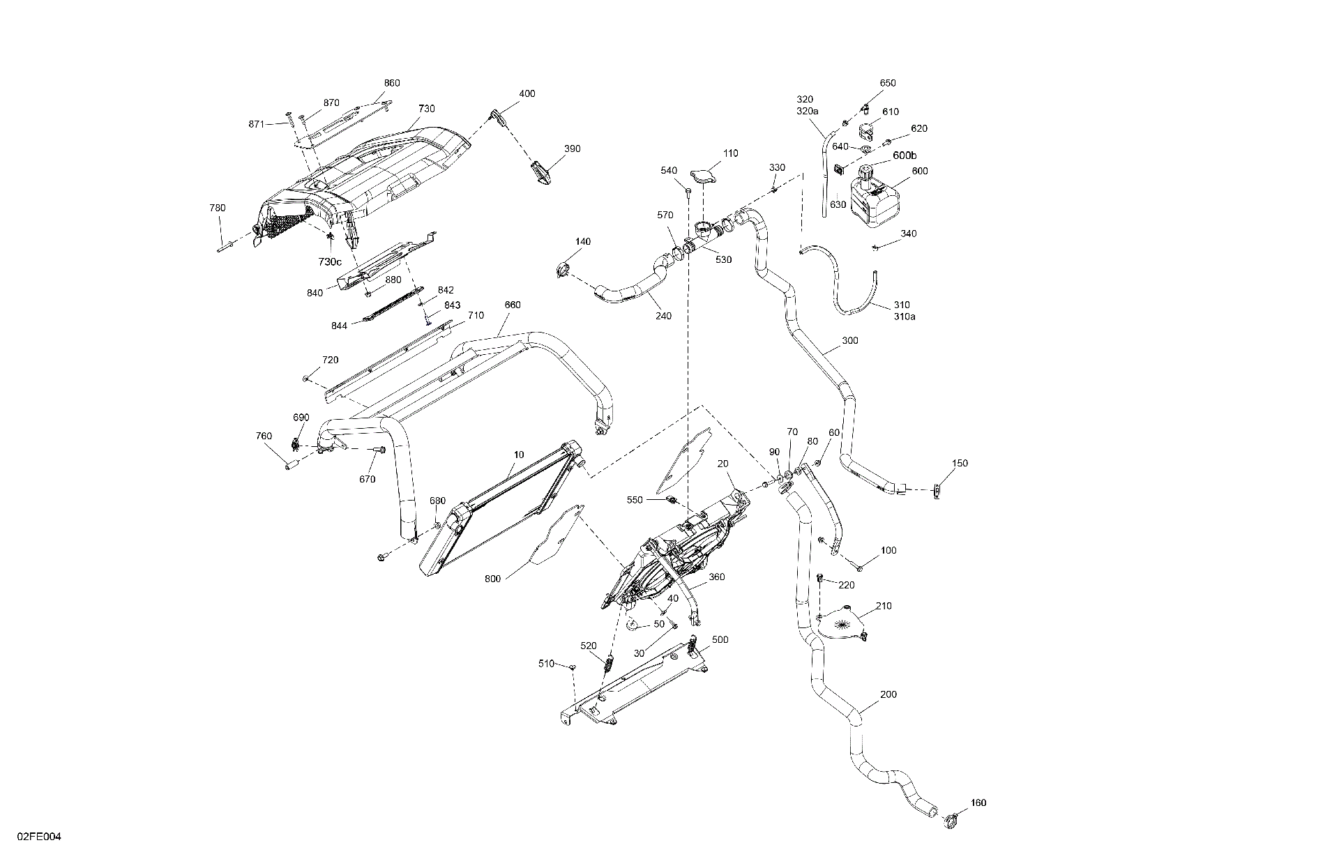 An Image of a Genuine Can-Am Parts Schematic Diagram showing the schematic - ENGINE - COOLING
