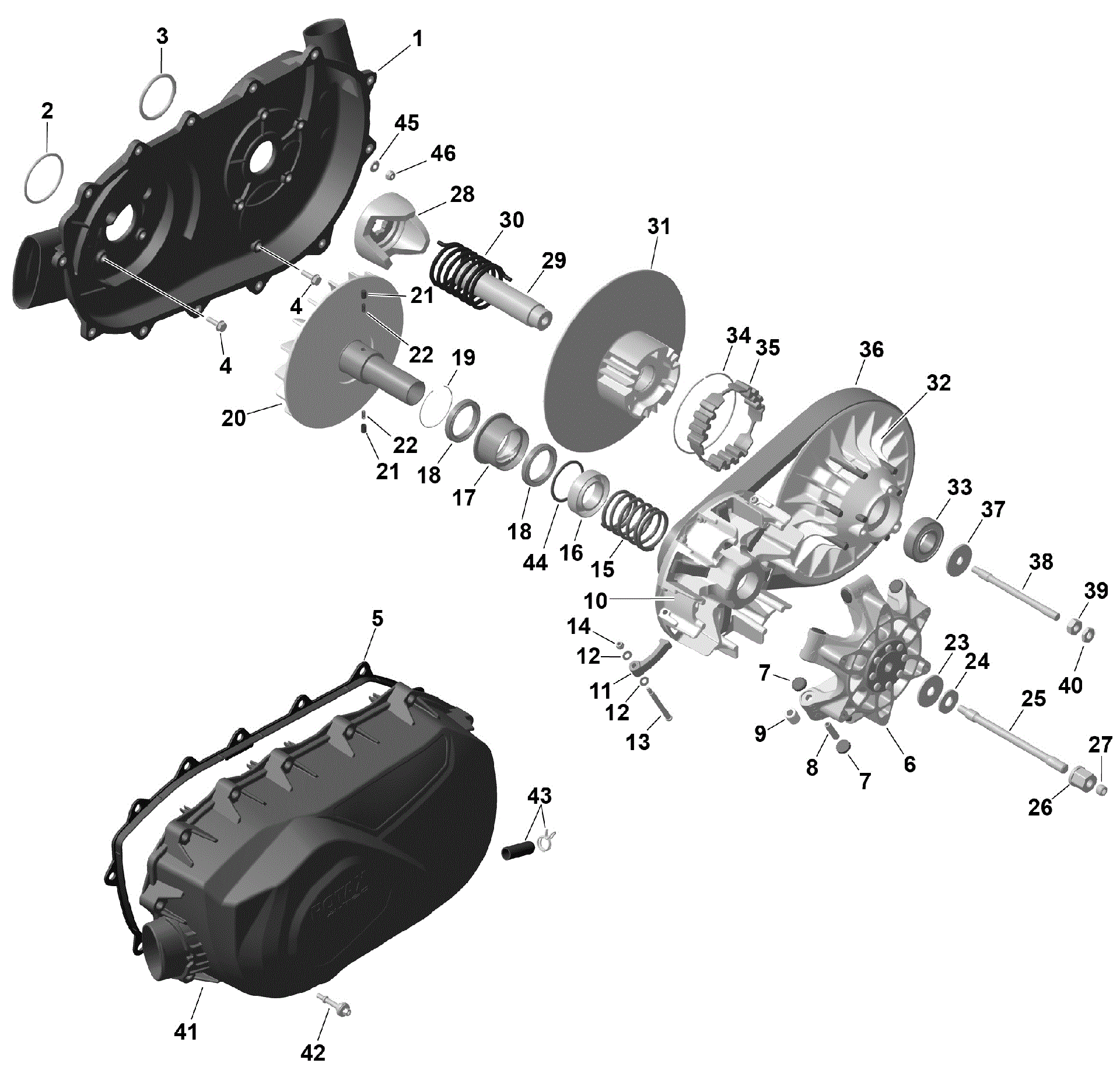 An Image of a Genuine Can-Am Parts Schematic Diagram showing the schematic - ROTAX - CVT