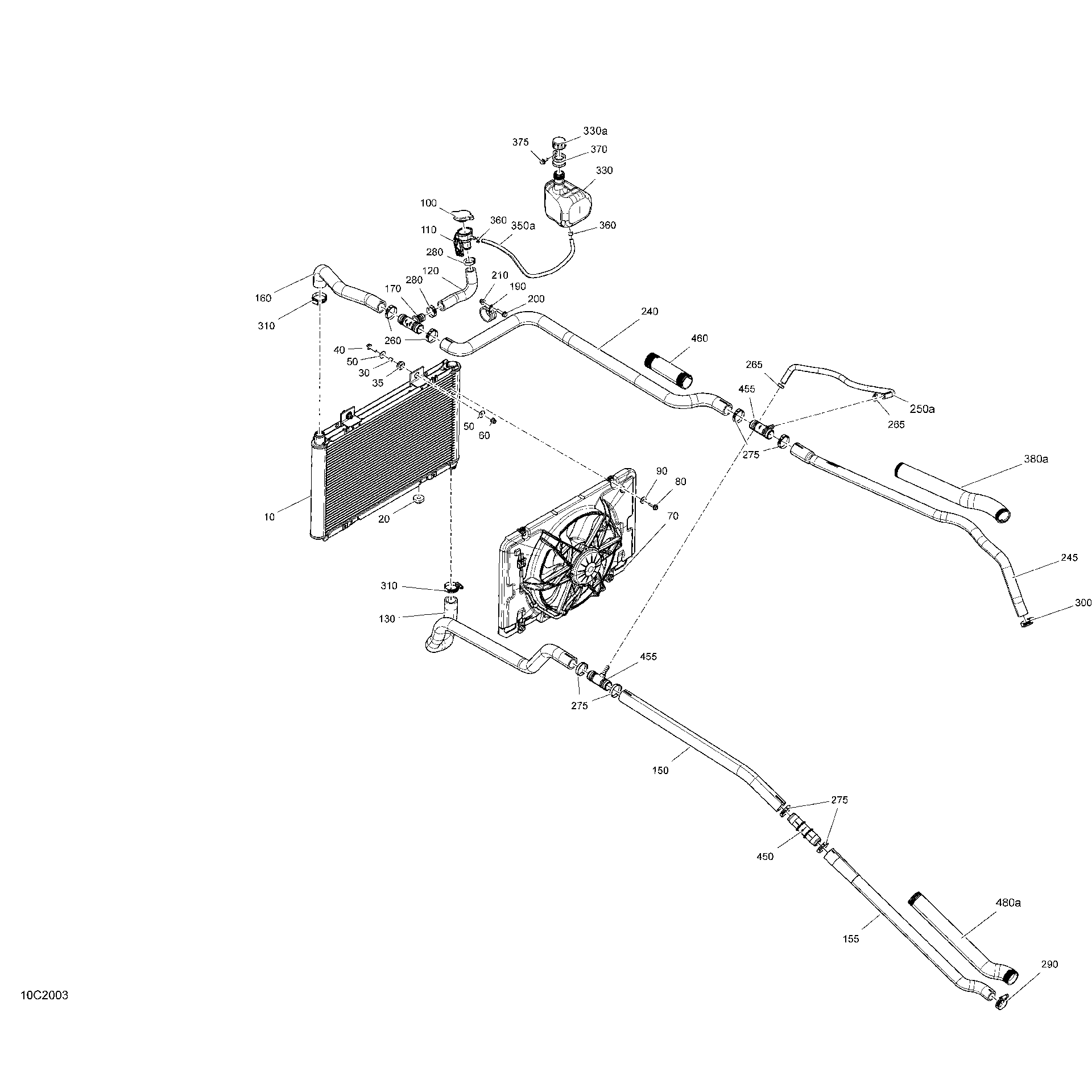 An Image of a Genuine Can-Am Parts Schematic Diagram showing the schematic - COOLING - SYSTEM