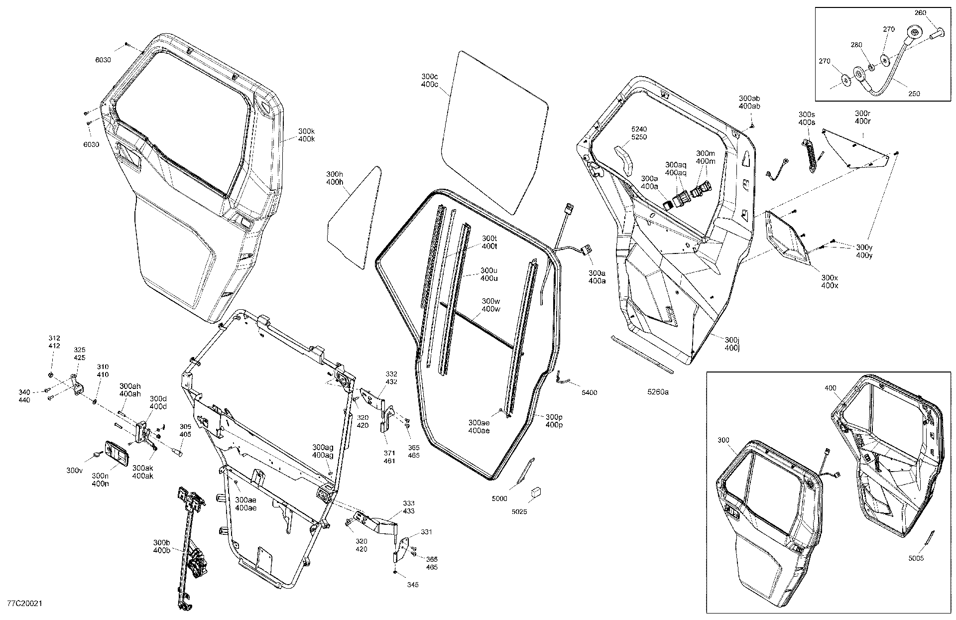 An Image of a Genuine Can-Am Parts Schematic Diagram showing the schematic - CAB - FRONT DOOR