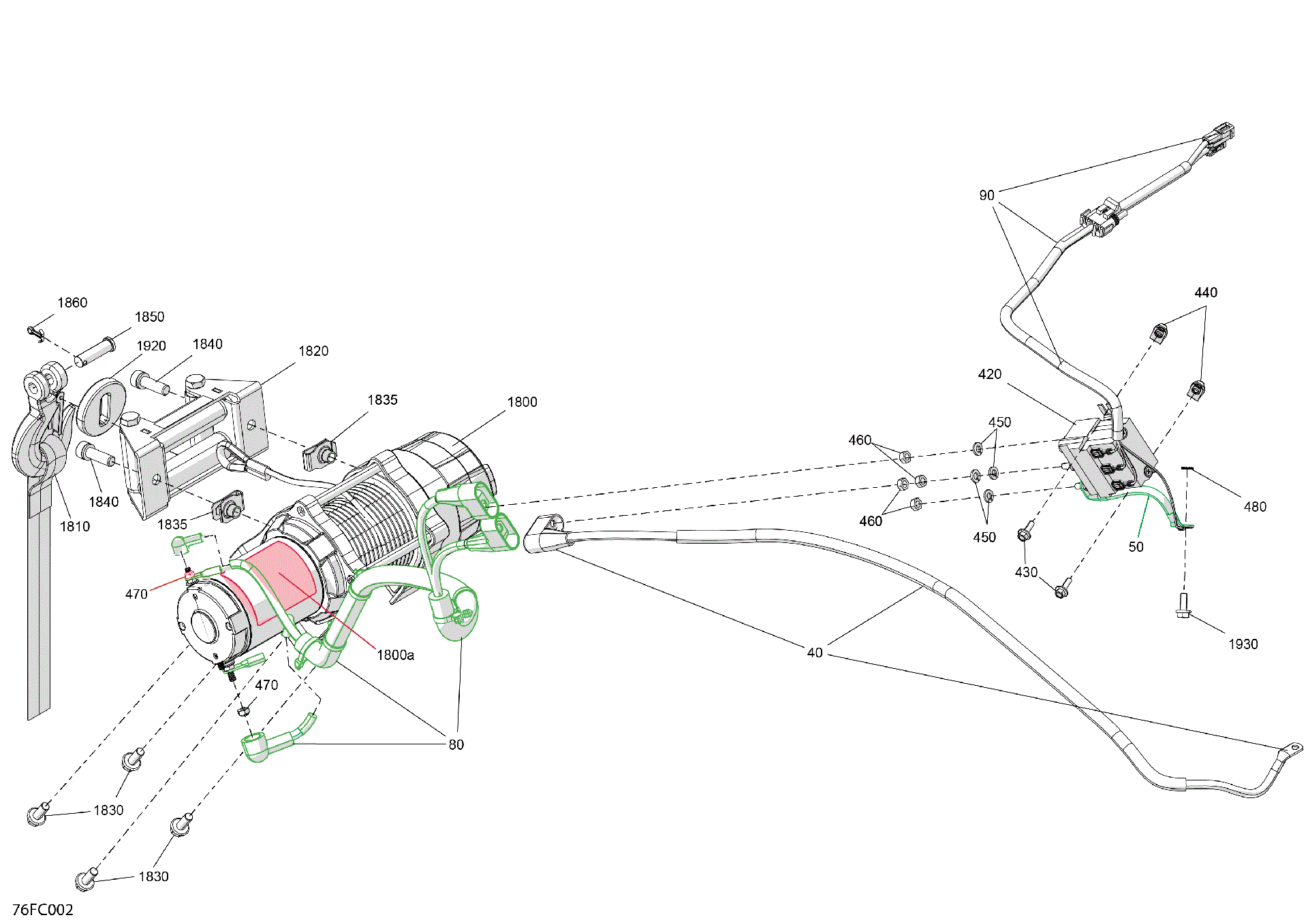 An Image of a Genuine Can-Am Parts Schematic Diagram showing the schematic - ELECTRIC - WINCH
