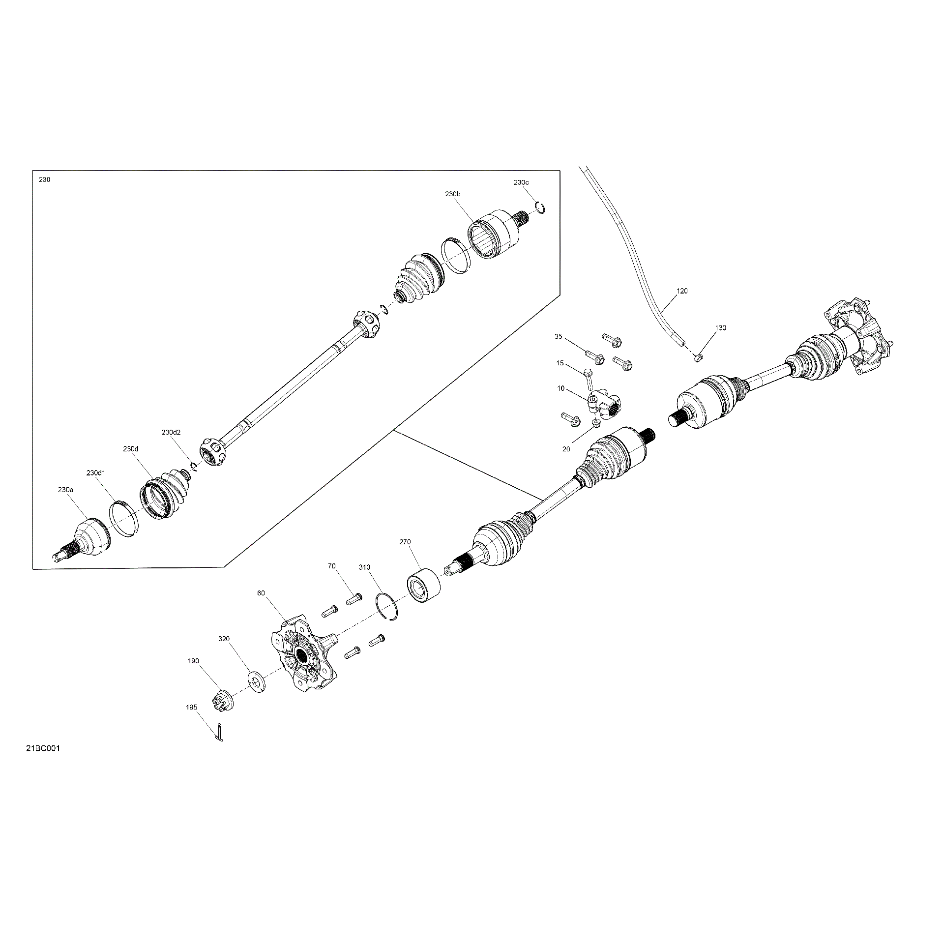 An Image of a Genuine Can-Am Parts Schematic Diagram showing the schematic - DRIVE - REAR - COMMON PARTS