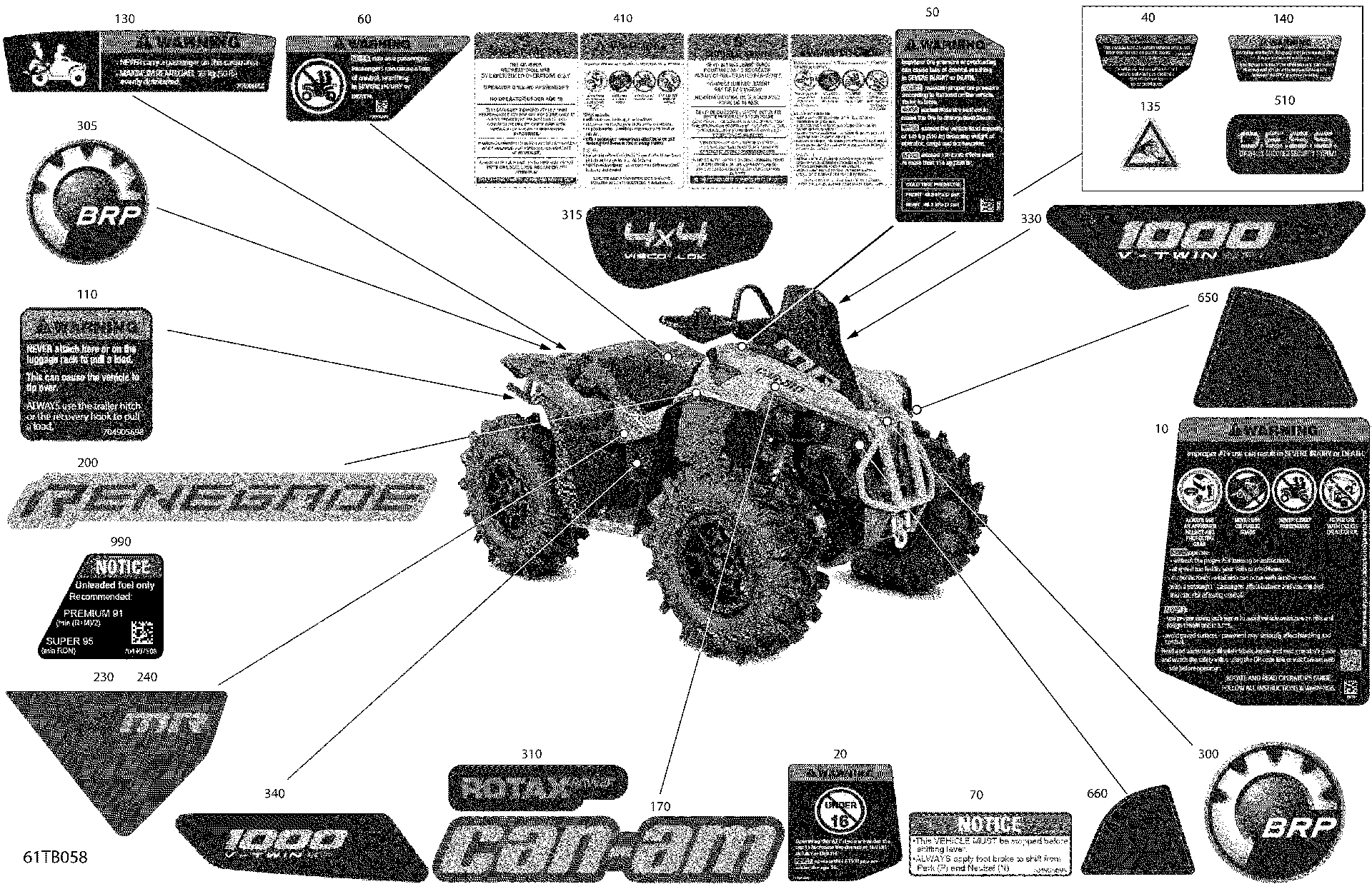 An Image of a Genuine Can-Am Parts Schematic Diagram showing the schematic - BODY - DECALS