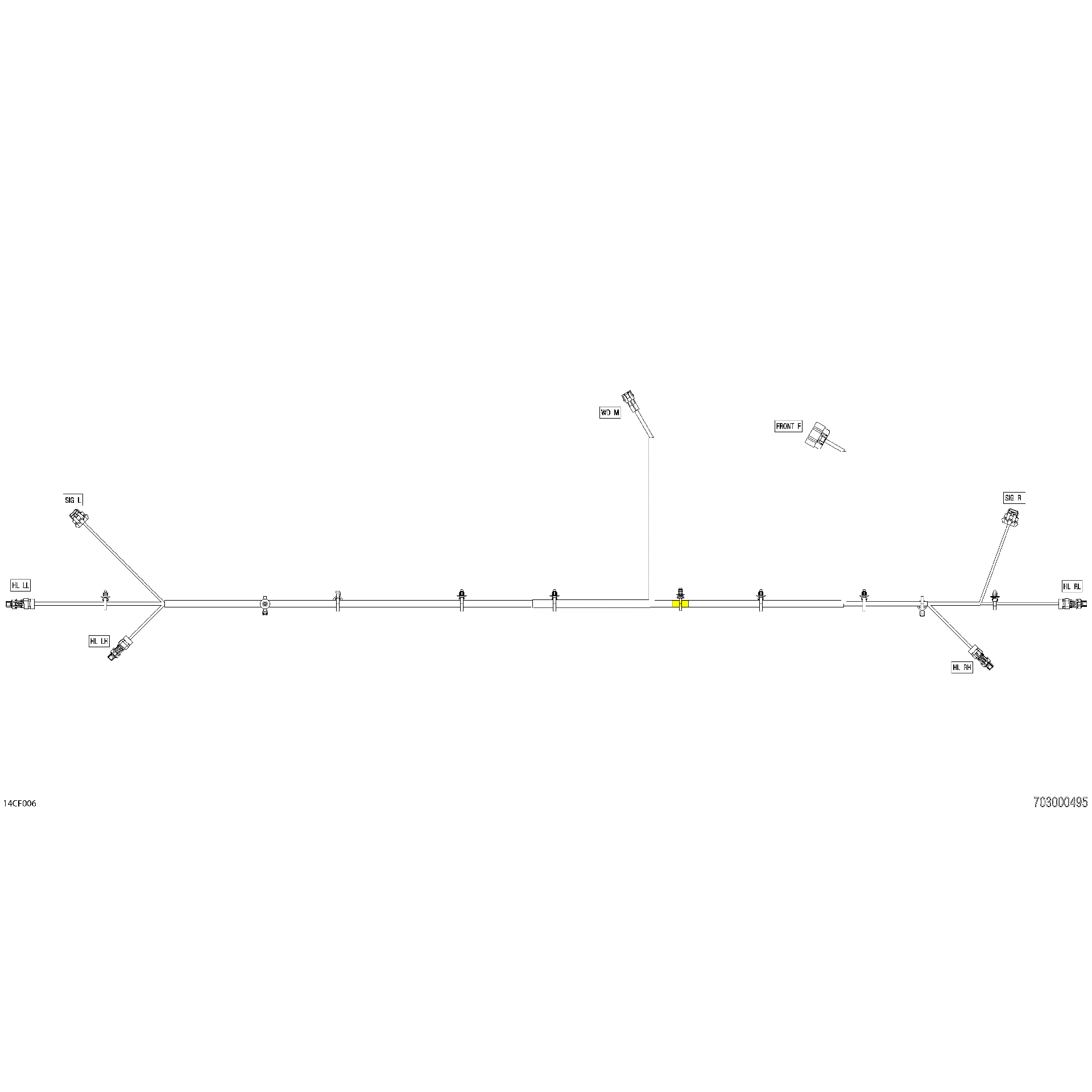 An Image of a Genuine Can-Am Parts Schematic Diagram showing the schematic - ELECTRIC - FRONT WIRING HARNESS - 710010603