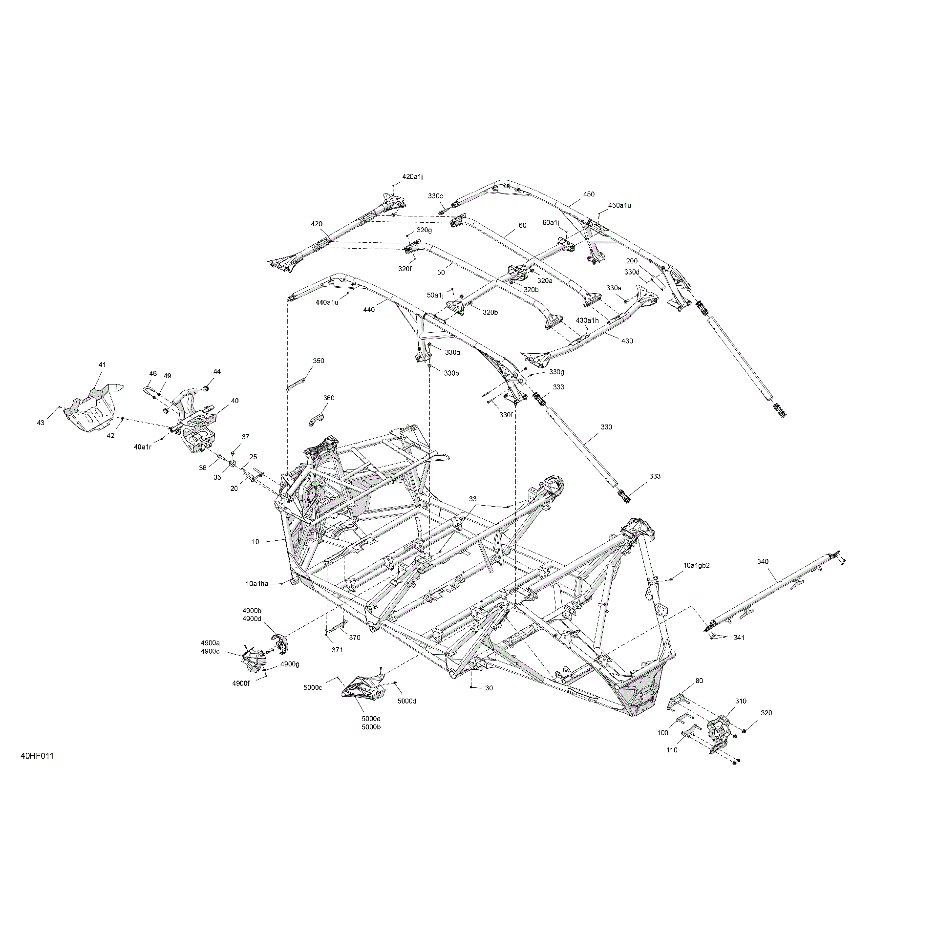 An Image of a Genuine Can-Am Parts Schematic Diagram showing the schematic - FRAME - SYSTEM