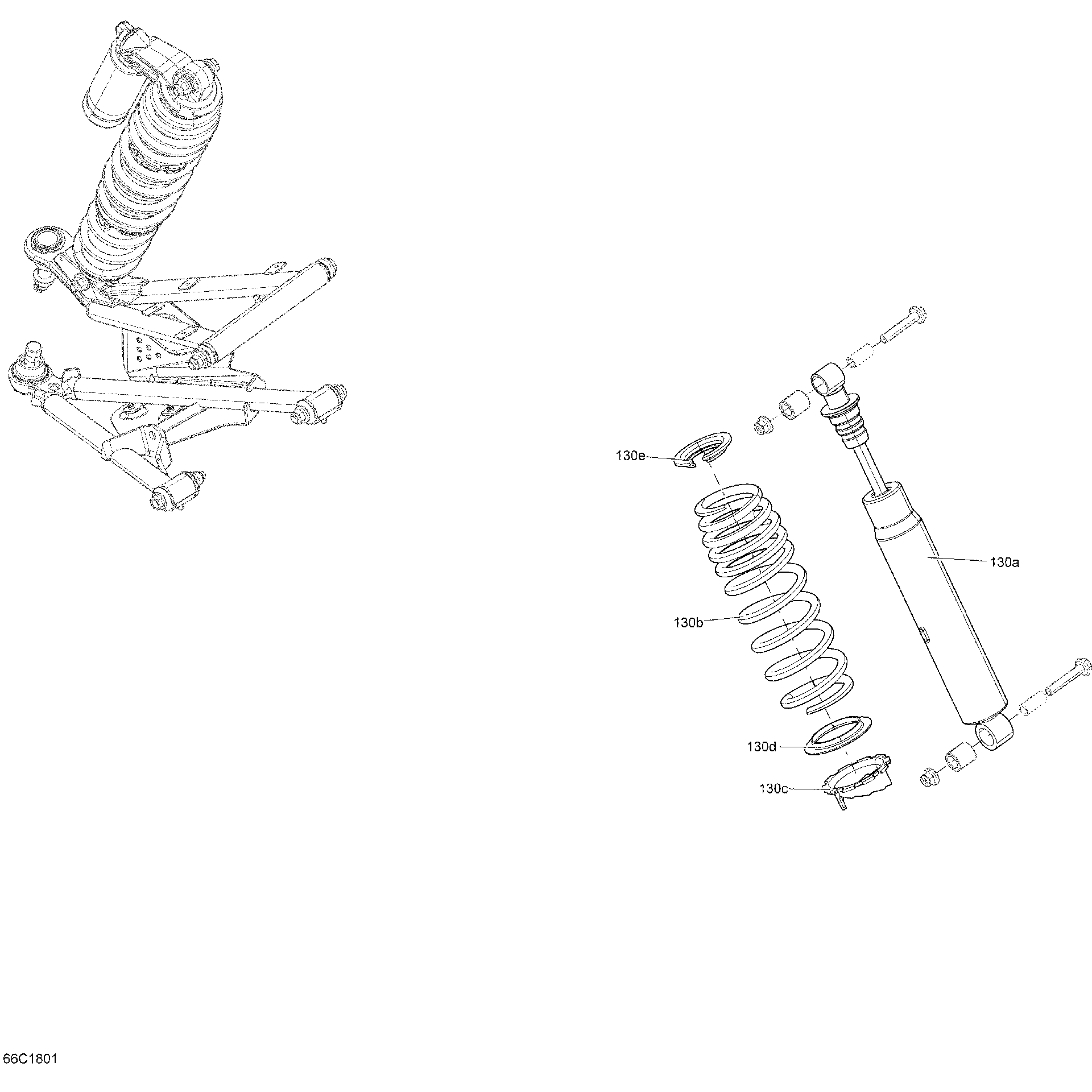 An Image of a Genuine Can-Am Parts Schematic Diagram showing the schematic - SHOCKS COMMANDER - PACKAGE HUNTER