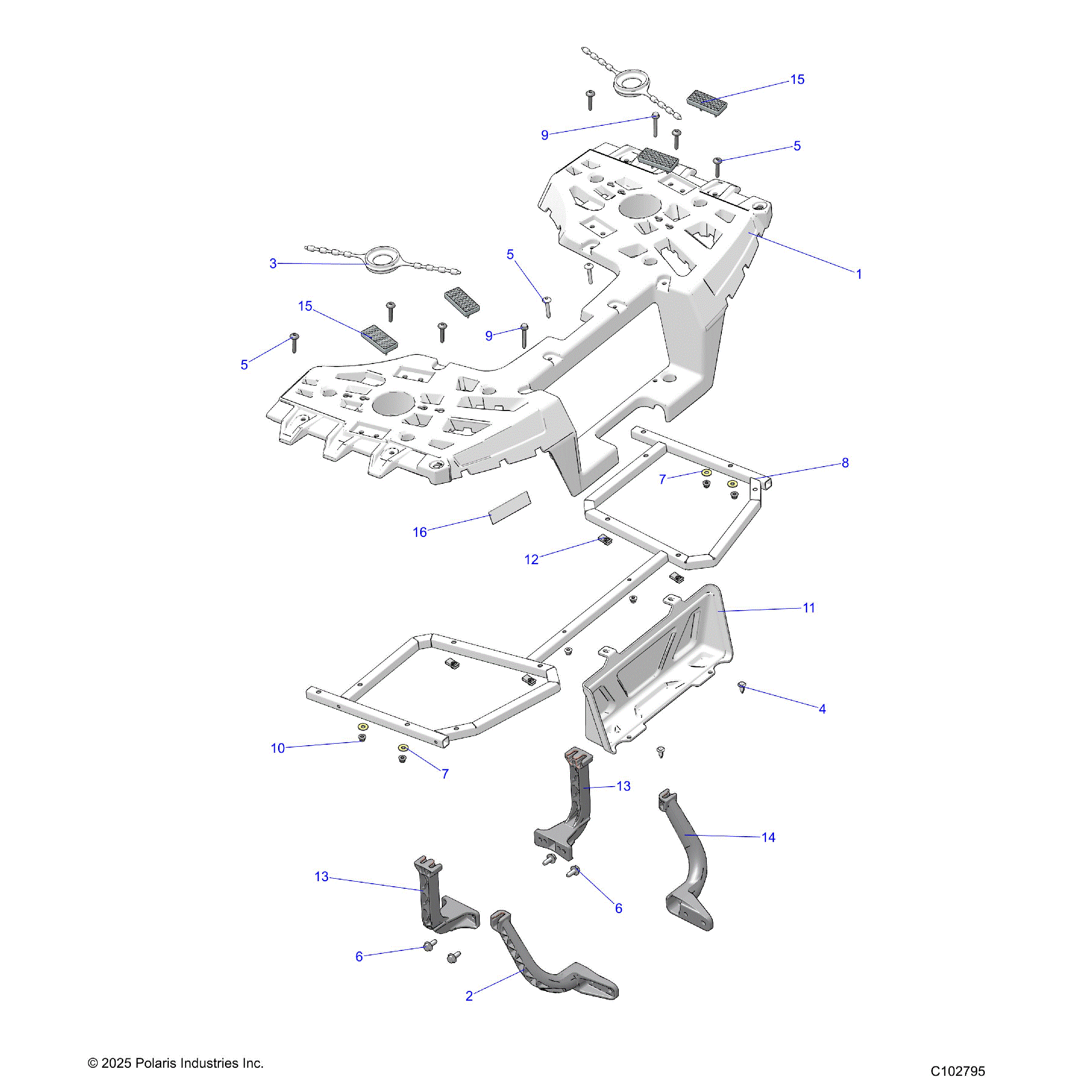 An Image of a Genuine Polaris Parts Schematic Diagram showing the schematic - BODY: REAR RACK ASM. - 2026 POLARIS SPORTSMAN TOURING 850 48"