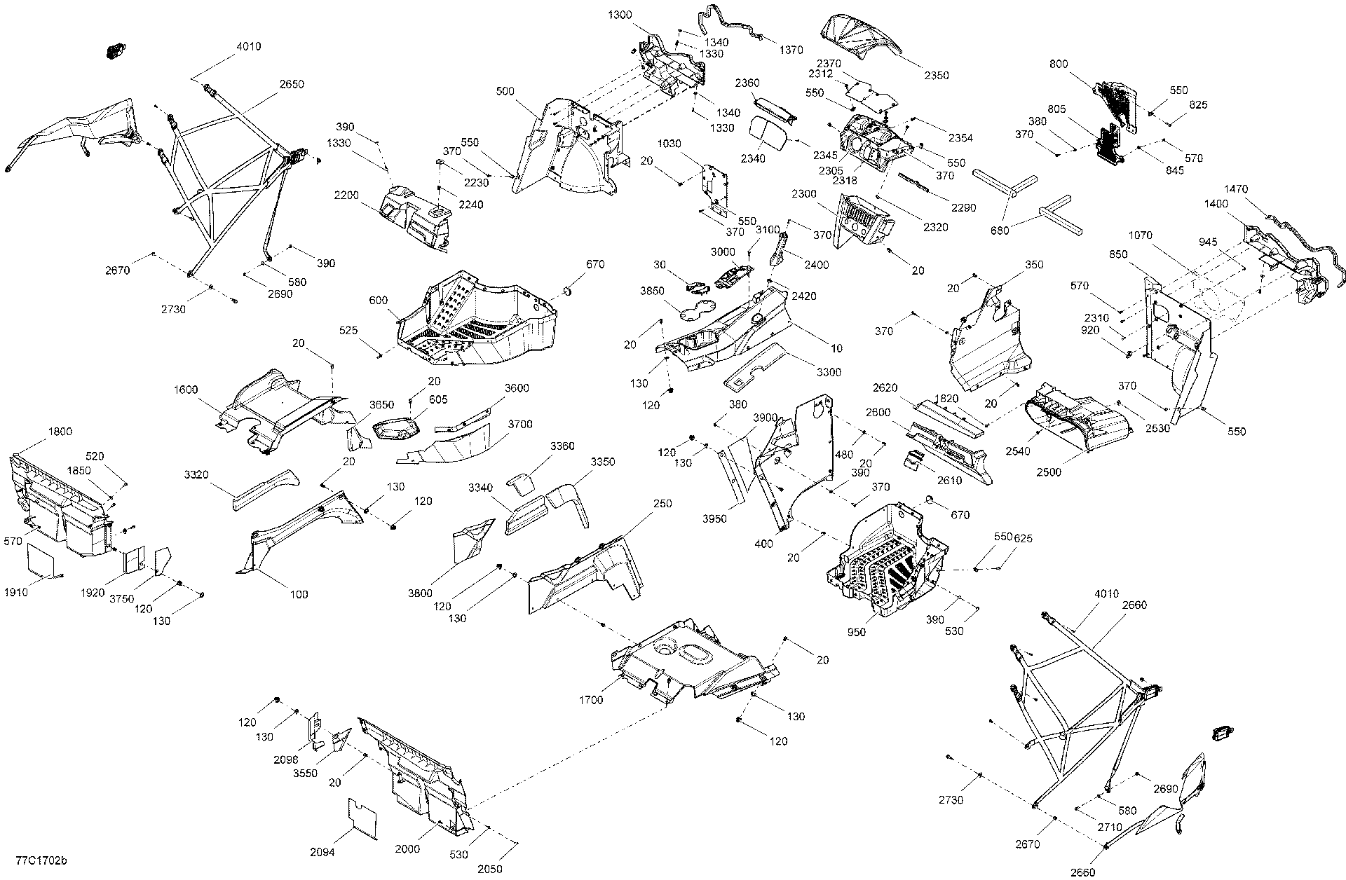 An Image of a Genuine Can-Am Parts Schematic Diagram showing the schematic - CAB INTERIOR - PACKAGE X MR