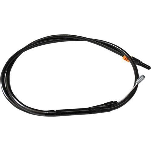 The Indian Scout Clutch Cable Black 18-20" by LA Choppers is a high-efficiency cable with connectors on both ends, coiled in an oval shape on a white background.