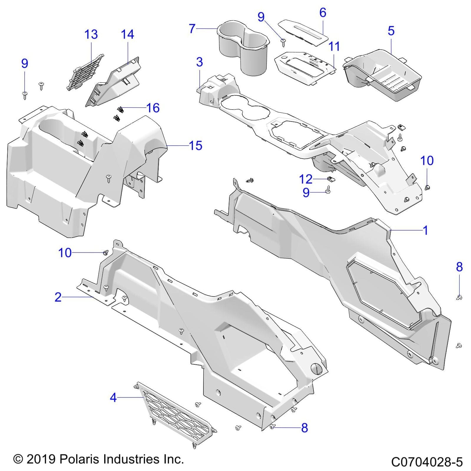 Console-Center,Lh,Blk by Polaris 5455358-070 OEM Hardware P5455358-070 Off Road Express