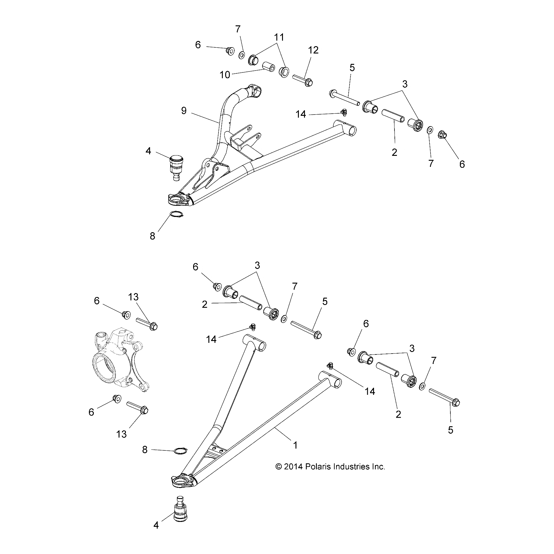 Control Arm Weld, Front, Upper, by Polaris 1021201-458 Offroad_OEM Hardware