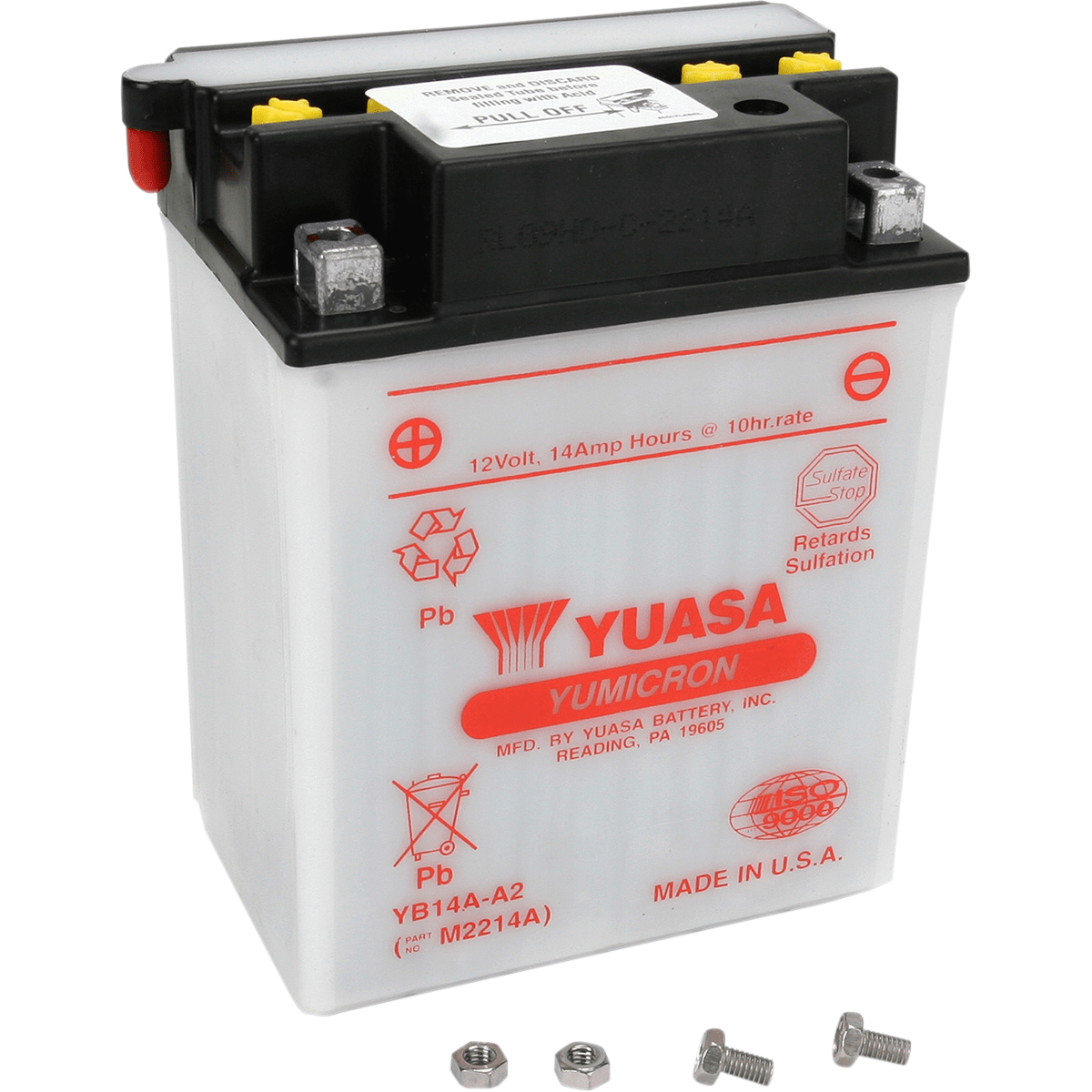 Conventional Battery 12 V By Yuasa YUAM2214AIND Conventional Acid Battery YB14A-A2 Parts Unlimited Drop Ship
