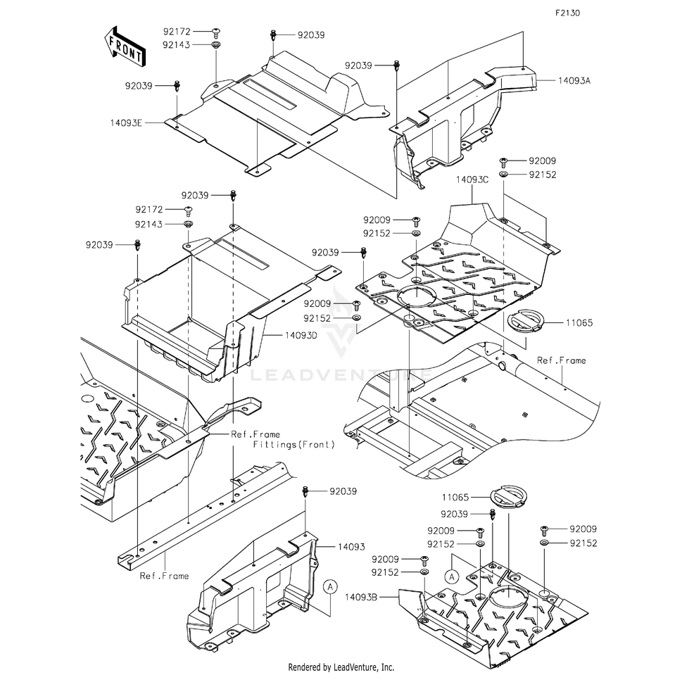 Cover,Rr Floor,Rear,Lh by Kawasaki 14093-1229 OEM Hardware 14093-1229 Off Road Express Peach St