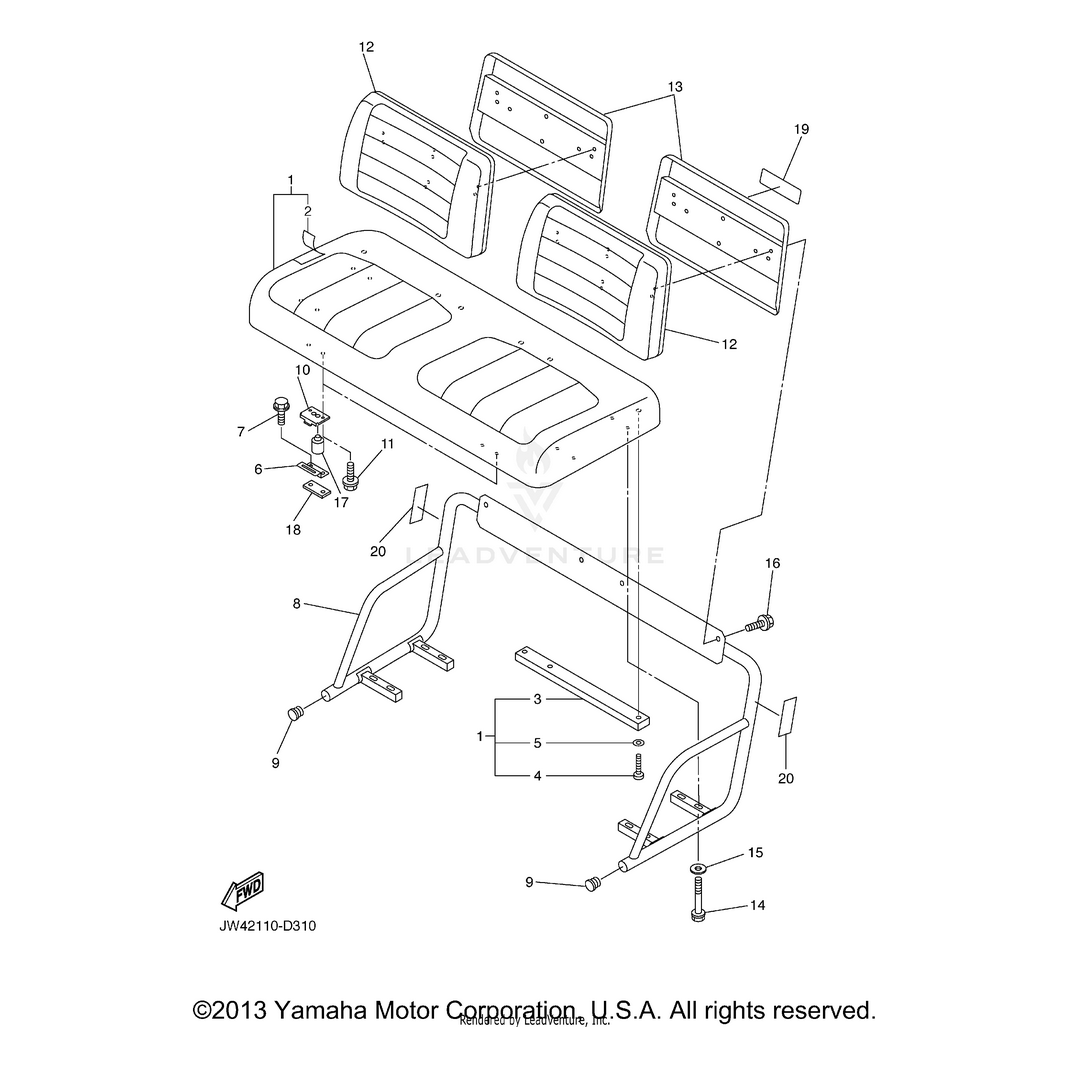 Cover, Seat by Yamaha JW4-K8404-00-00 OEM Hardware JW4-K8404-00-00 No Longer Available