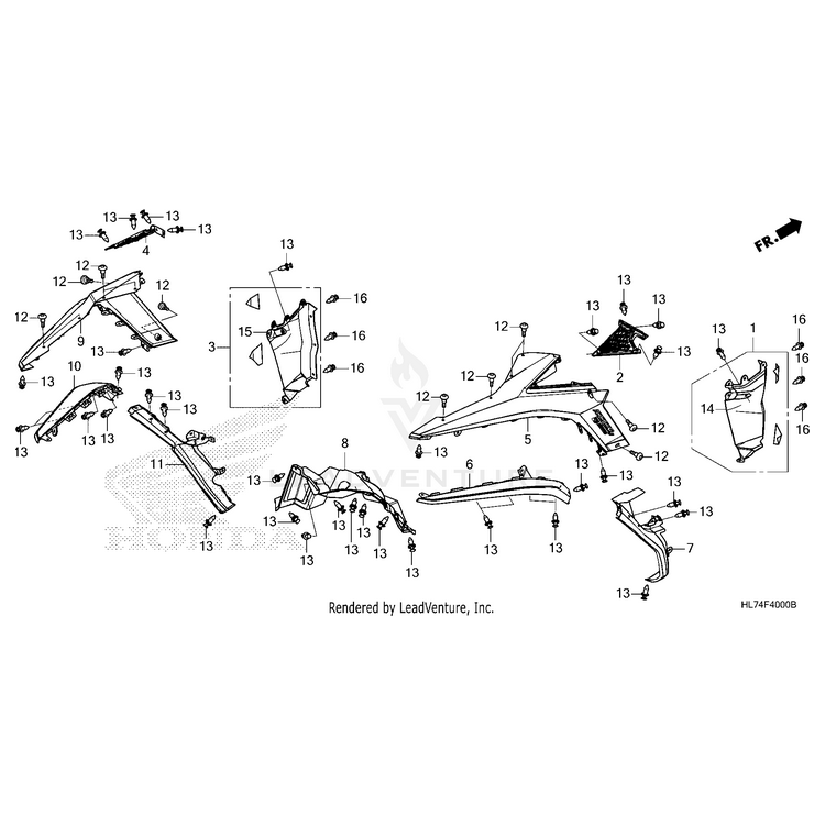 Cover Set, Right (Upper) (Type2) (Wl) by Honda 71415-HL7-A20ZA OEM Hardware 71415-HL7-A20ZA Off Road Express Peach St
