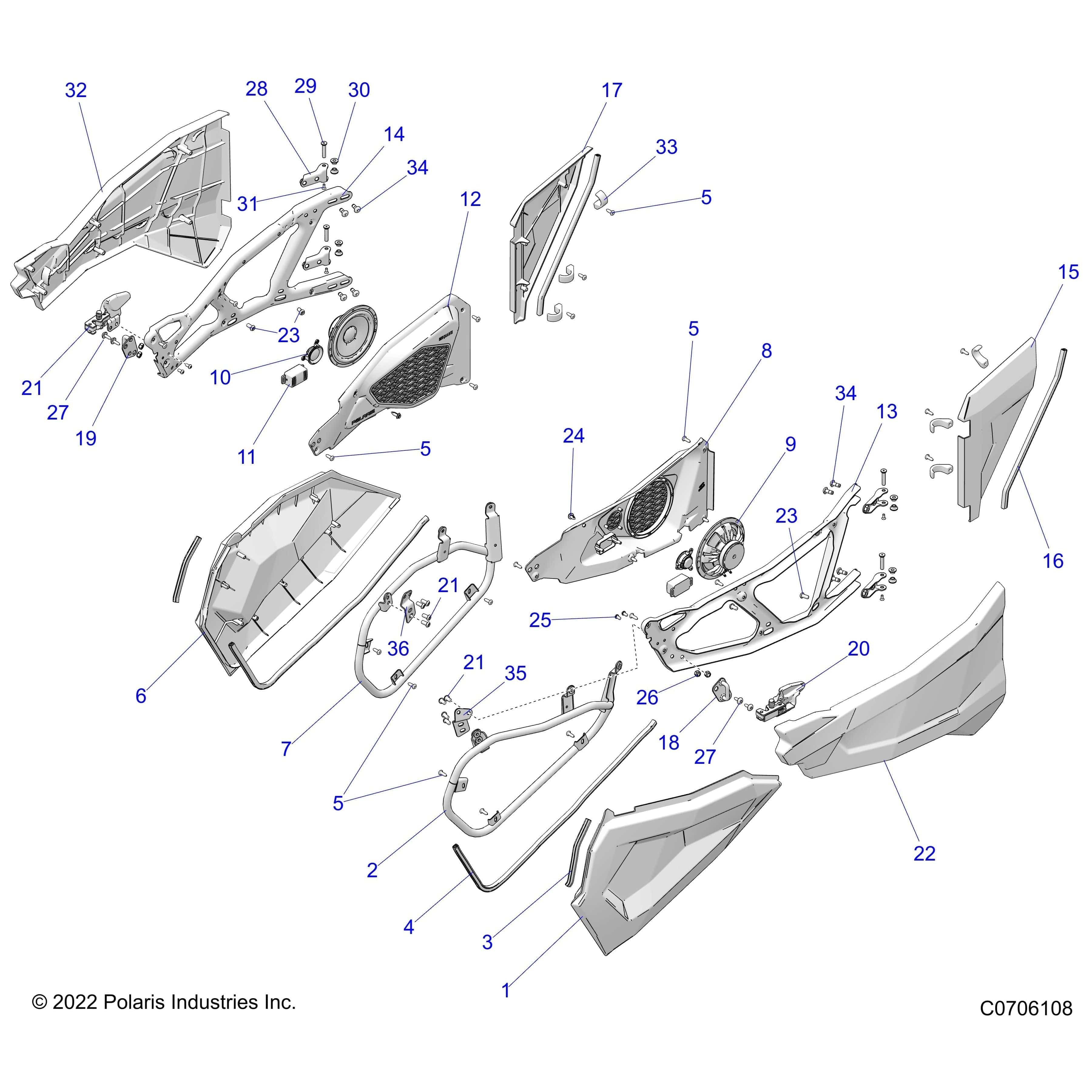 Crossover-Door,Panel,Rzt by Polaris 4016382 OEM Hardware P4016382 Off Road Express