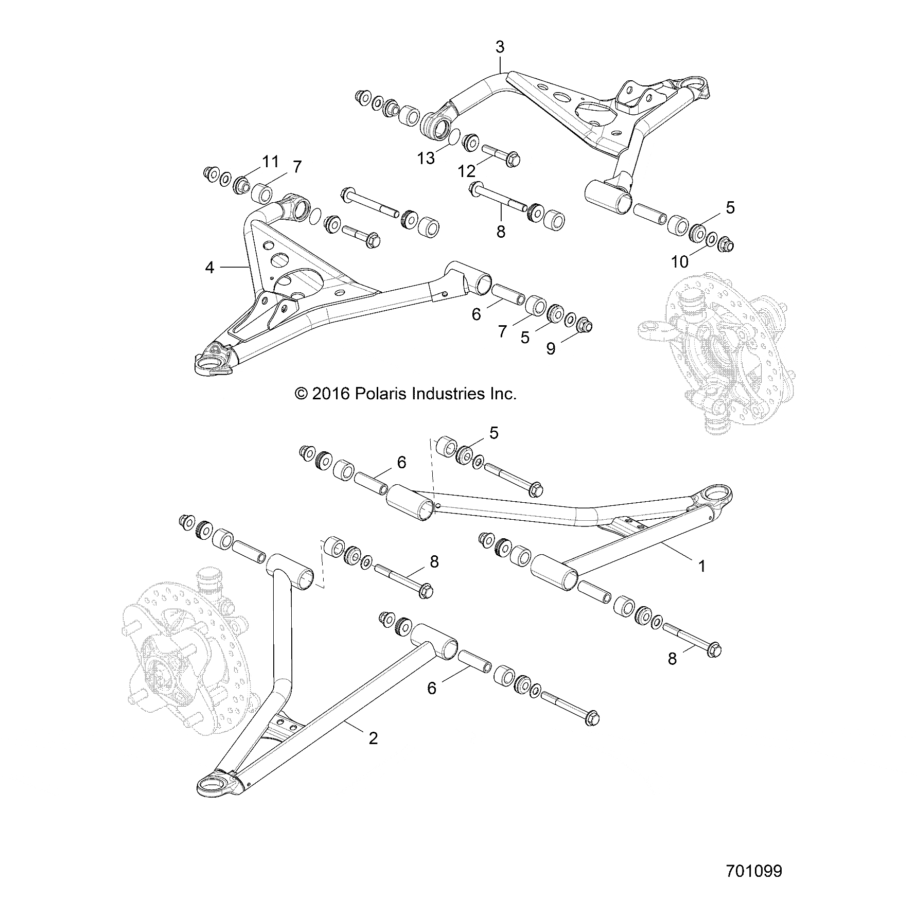 Ctrl Arm Weld Frt Upper Rht Cosmi by Polaris 1022426-446 OEM Hardware P1022426-446 Off Road Express