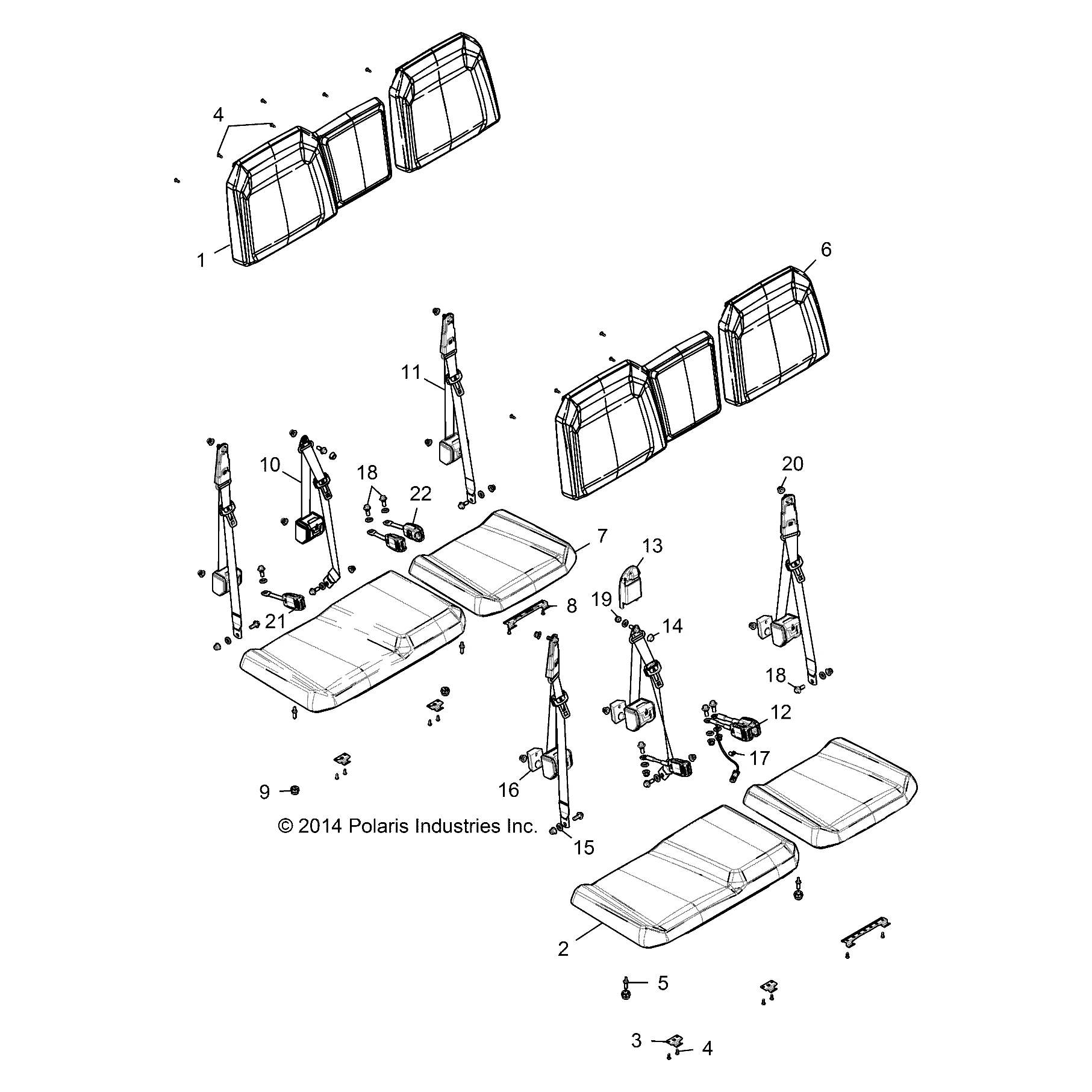 Cvr-Seat Back,60,Dk.Stl/Wht by Polaris 2686293 OEM Hardware P2686293 Off Road Express