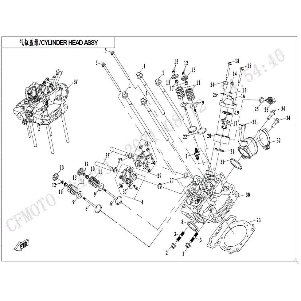 Cylinder Head Assembly No Cam by CF Moto 0GRB-022000-30000 OEM Hardware 0GRB-022000-30000 Northstar Polaris