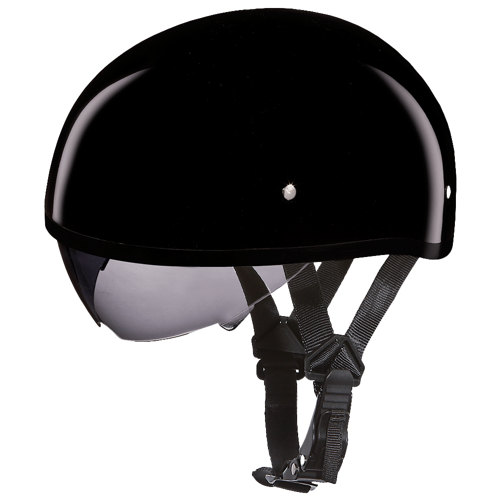 Daytona Helmets Half Helmet XS D.O.T. Daytona Skull Cap Helmet W/ Inner Shield- Hi-Gloss Black by Daytona Helmets DS8-A-XS