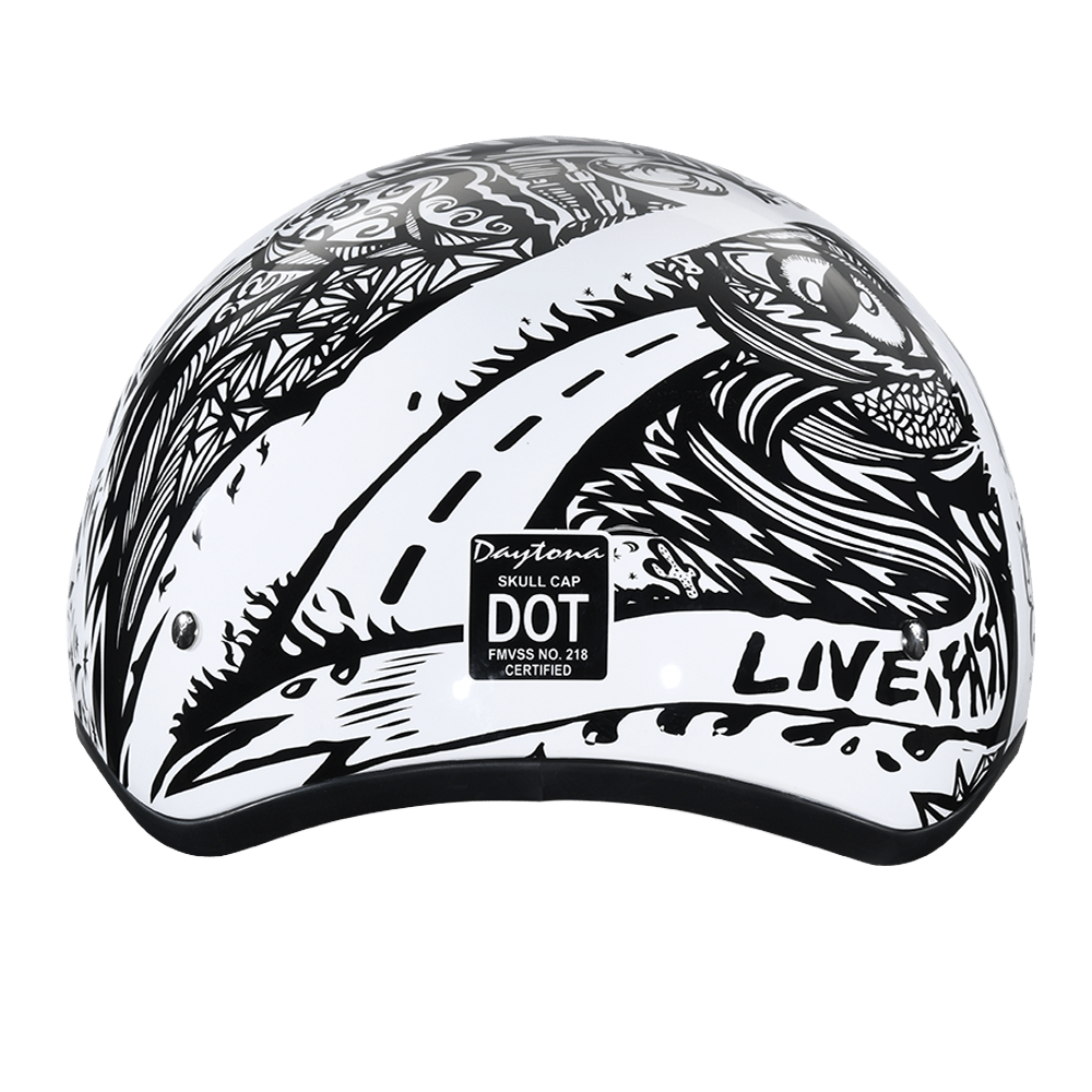 Daytona Helmets Half Helmet M D.O.T. Daytona Skull Cap Helmet- W/ Live Fast by Daytona Helmets D6-LF-M
