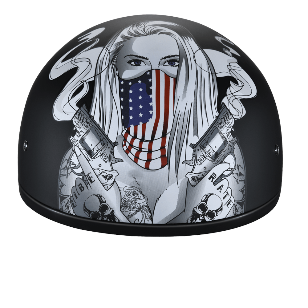 Daytona Helmets Half Helmet 2XS D.O.T. Daytona Skull Cap Helmet- W/ Make 'Em Pay by Daytona Helmets D6-MP-2XS
