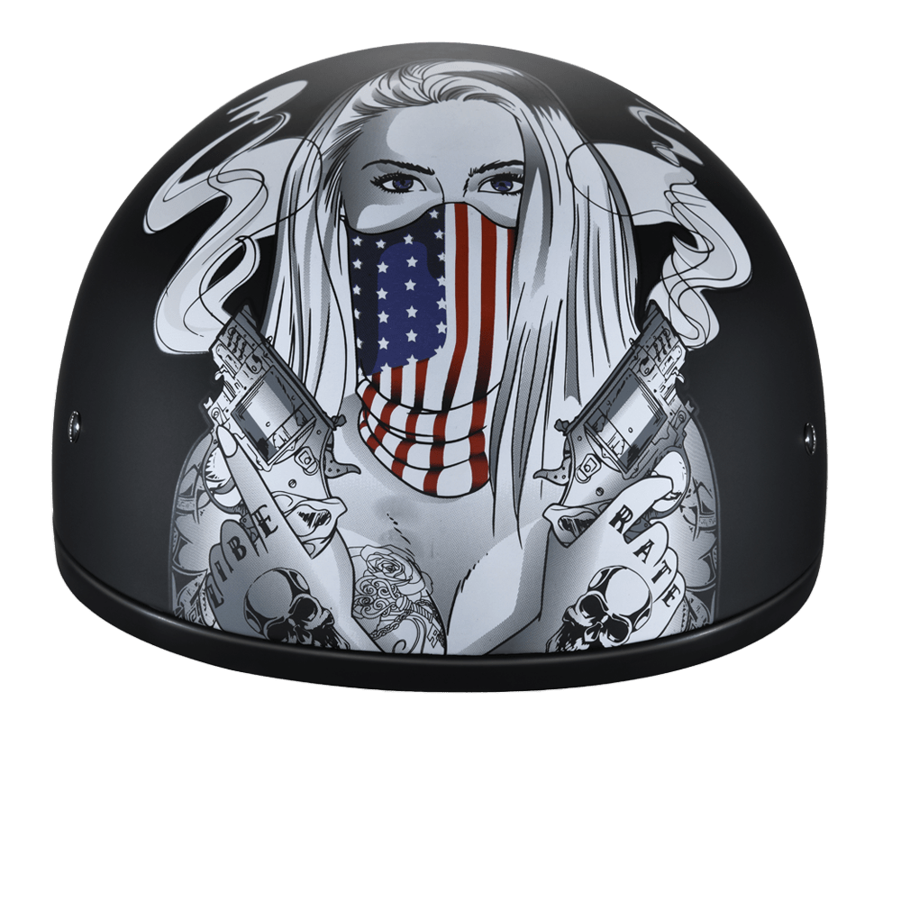 D.O.T. Daytona Skull Cap Helmet- W/ Make 'Em Pay by Daytona Helmets D6-MP-2XS Half Helmet