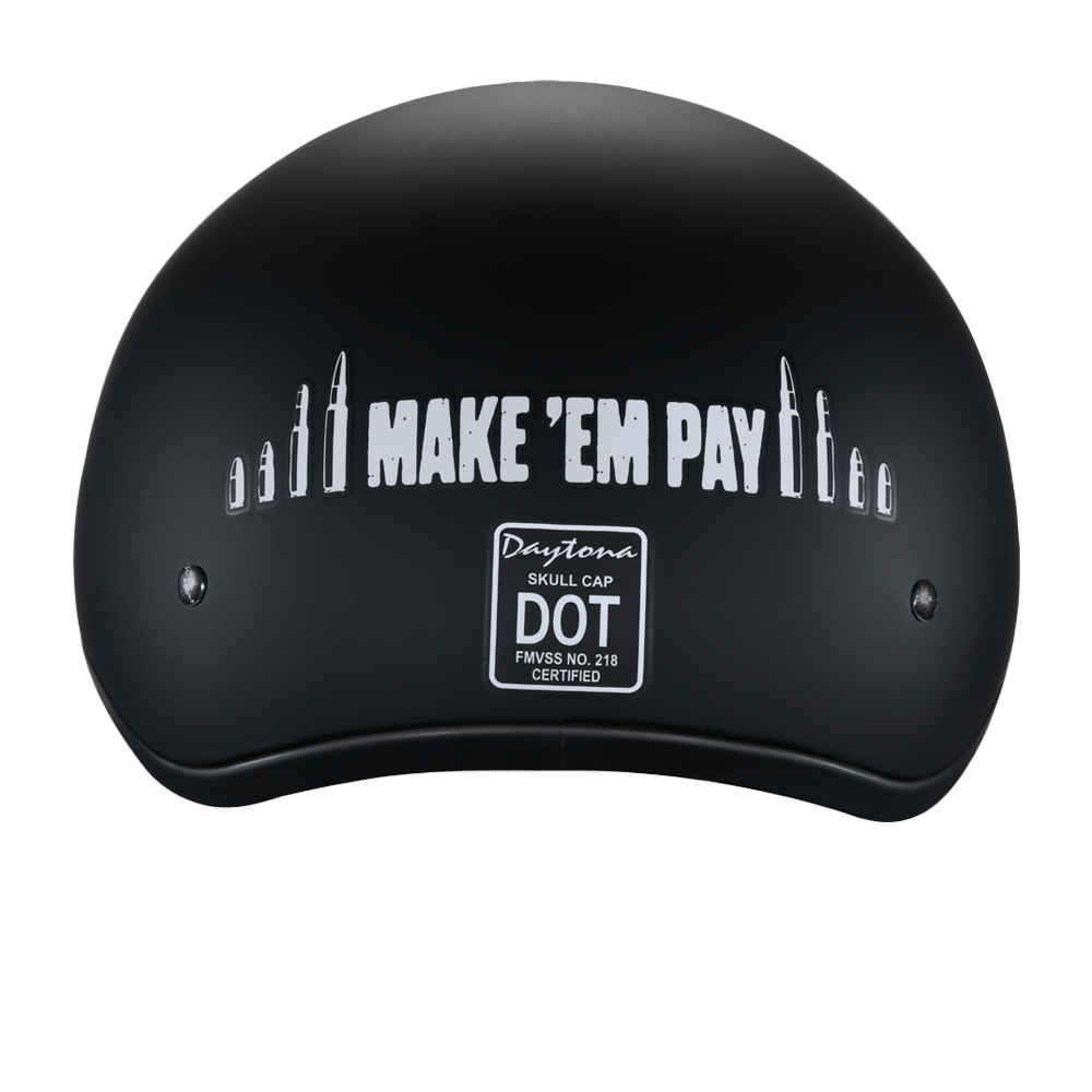 Daytona Helmets Half Helmet M D.O.T. Daytona Skull Cap Helmet- W/ Make 'Em Pay by Daytona Helmets D6-MP-M