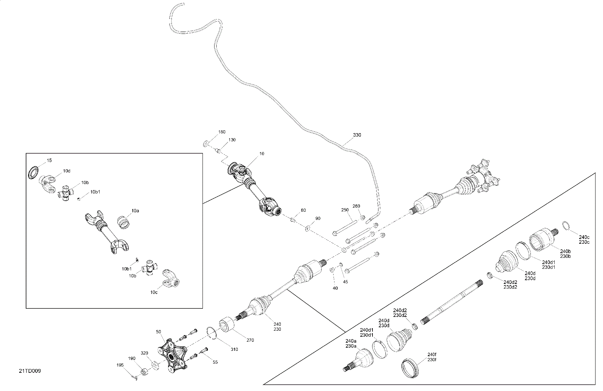 An Image of a Genuine Can-Am Parts Schematic Diagram showing the schematic - DRIVE - REAR - COMMON PARTS