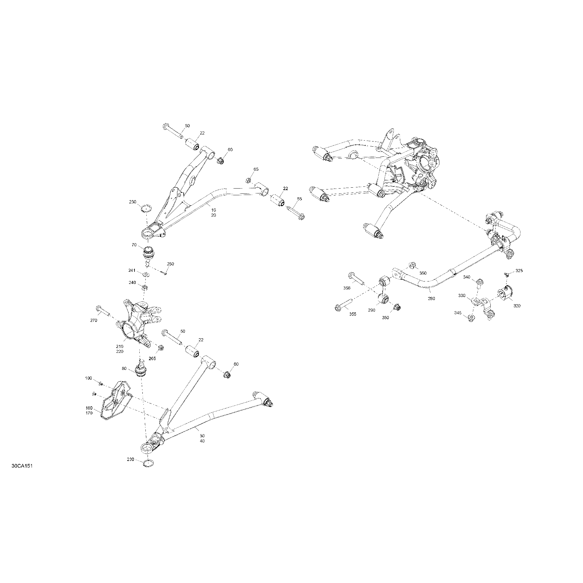 An Image of a Genuine Can-Am Parts Schematic Diagram showing the schematic - SUSPENSION - FRONT - DPS