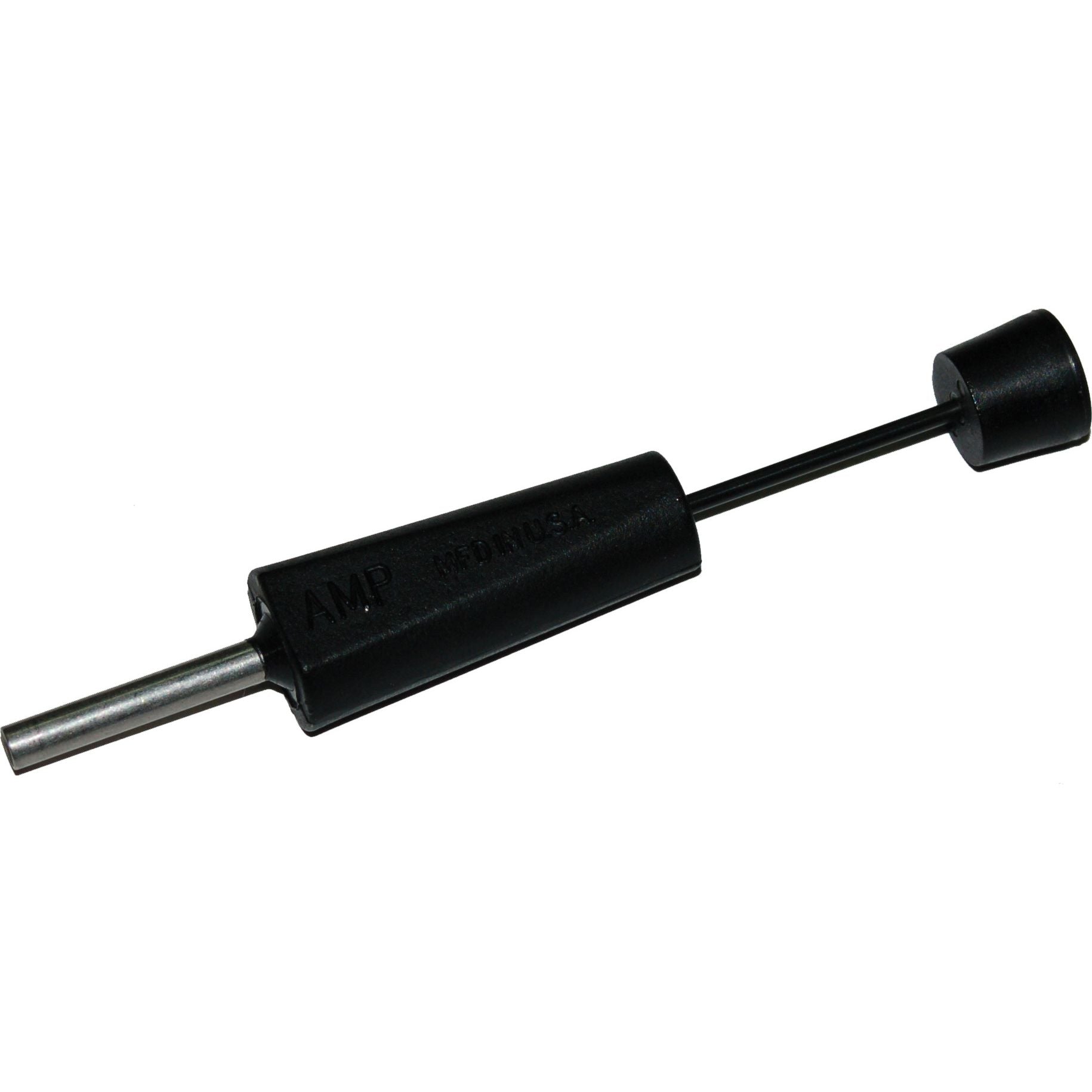 The Matenlock Terminal Remove Tool for male terminals by Namz Custom Cycle features a black handle, metal cylindrical tip, and round cap, making it ideal for professionally removing electrical connectors from housings.