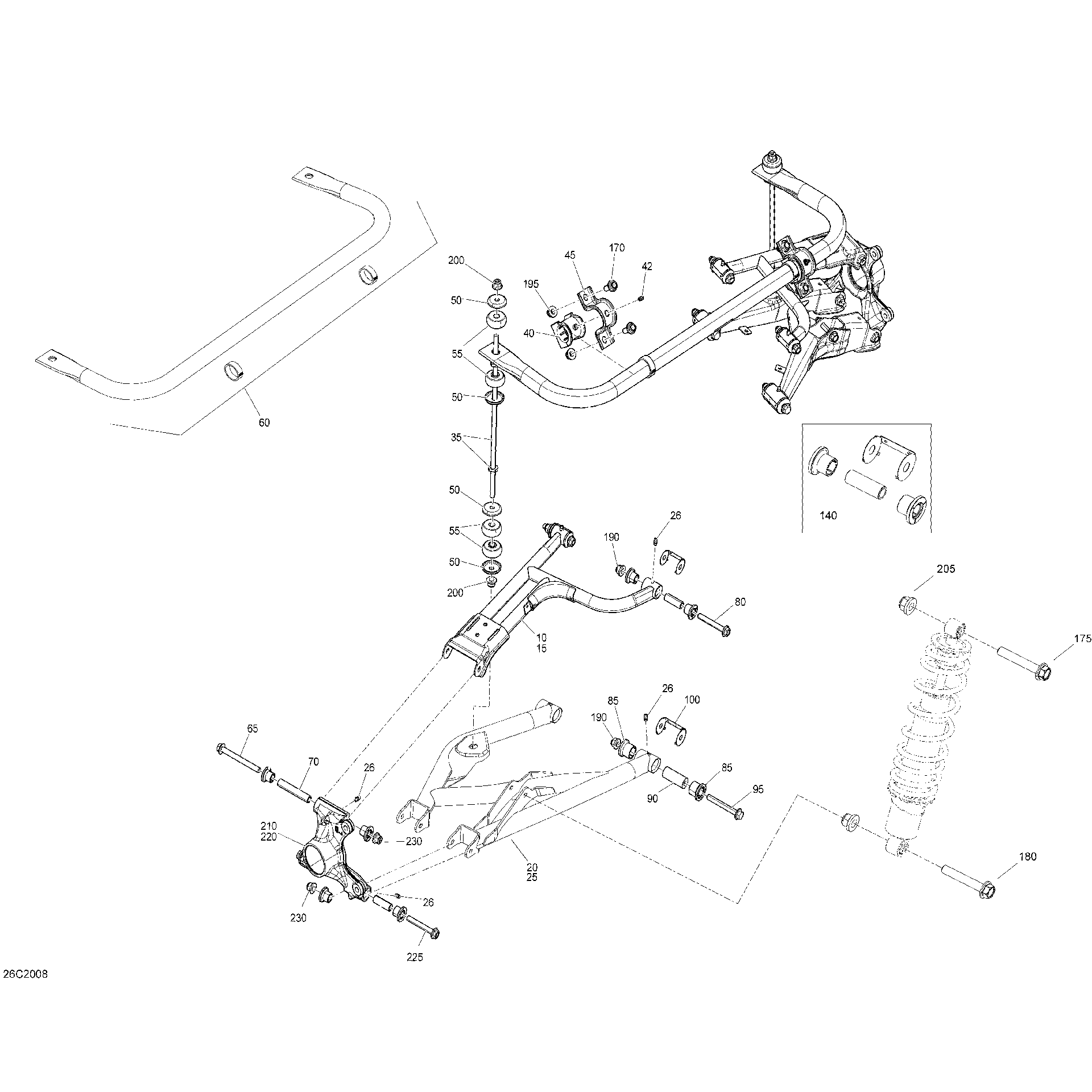 An Image of a Genuine Can-Am Parts Schematic Diagram showing the schematic - REAR SUSPENSION