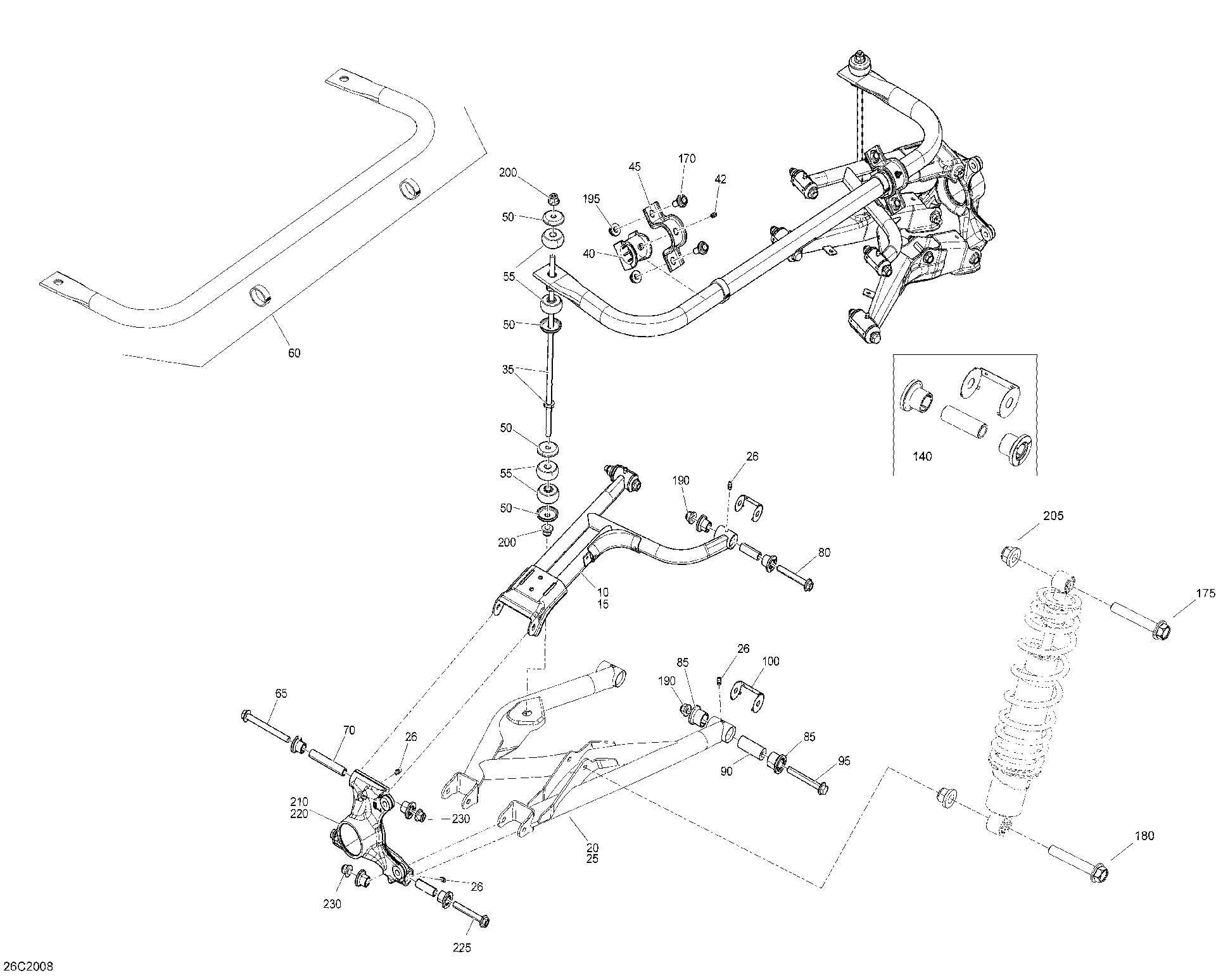 An Image of a Genuine Can-Am Parts Schematic Diagram showing the schematic - SUSPENSION REAR
